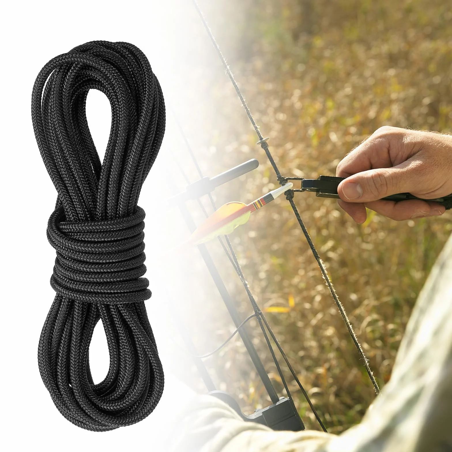 PATIKIL Corde à Boucle en D pour Tir à l'arc, 10 Pieds, Noir