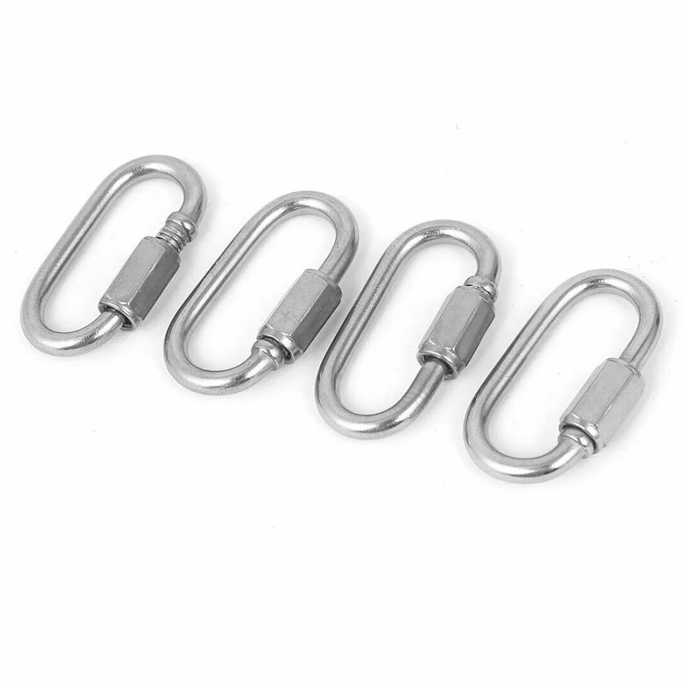 Mousquetons à maillons rapides en acier inoxydable 3,5 mm lot de 4 pour extérieur