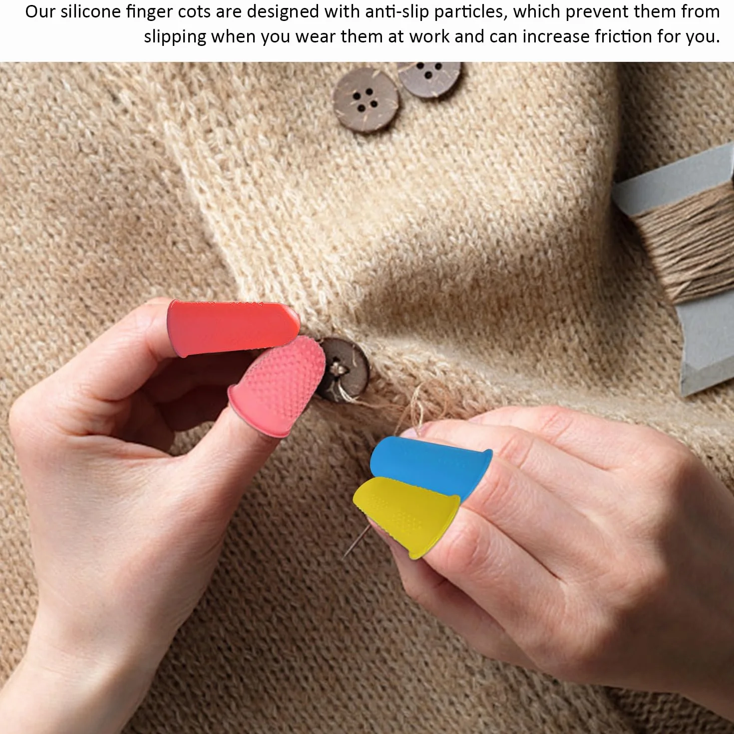 Protège-Doigts En Silicone, Doigtiers Antidérapants Longs Et Courts - Lot de 8 (Rose, Vert, Orange, Bleu, Violet, Rouge)