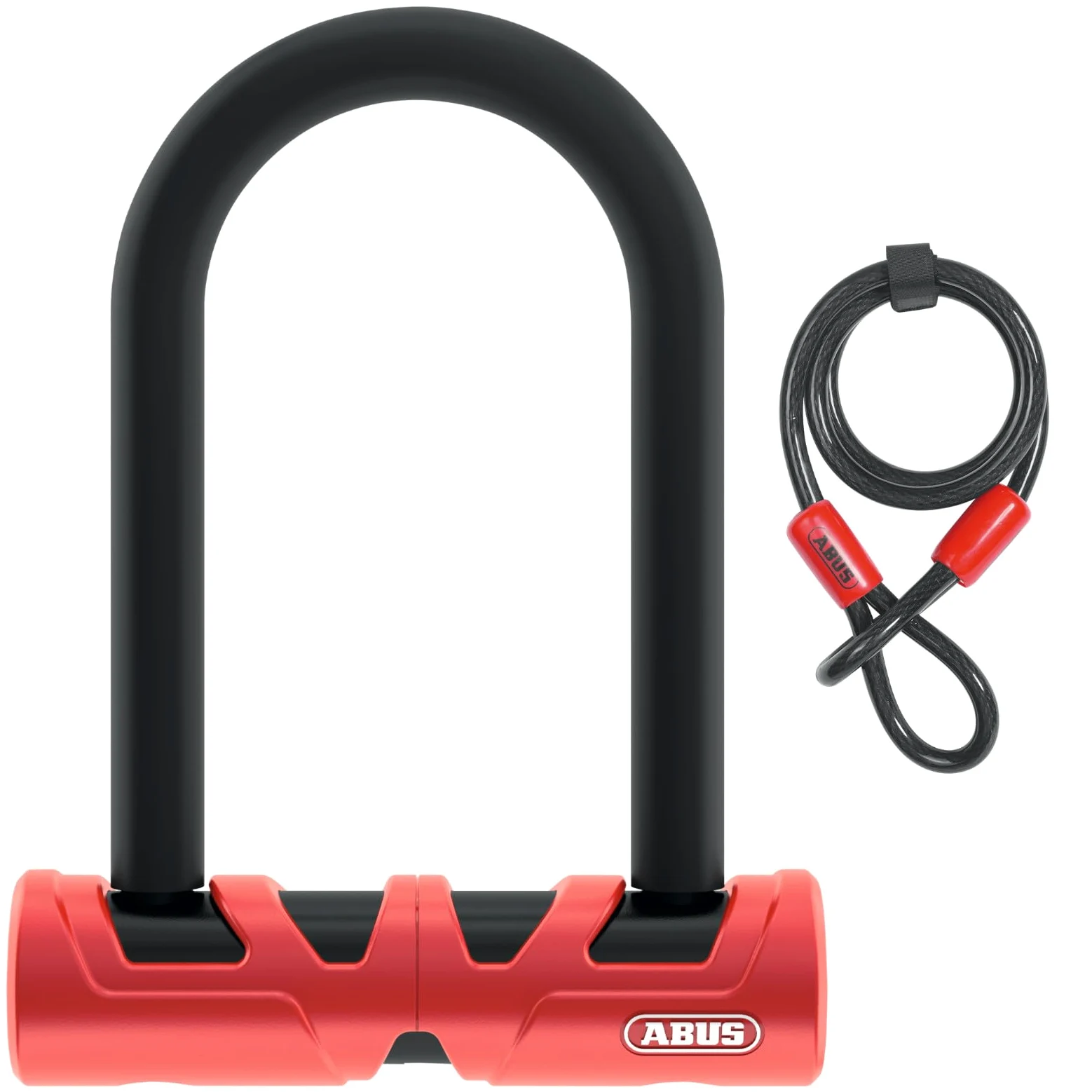 ABUS Antivol à arceau Ultimate 420 + support USH + câble de sécurité Cobra 10/120 - Ensemble d'antivols pour vélo - Niveau de sécurité 12 - Noir/Rouge