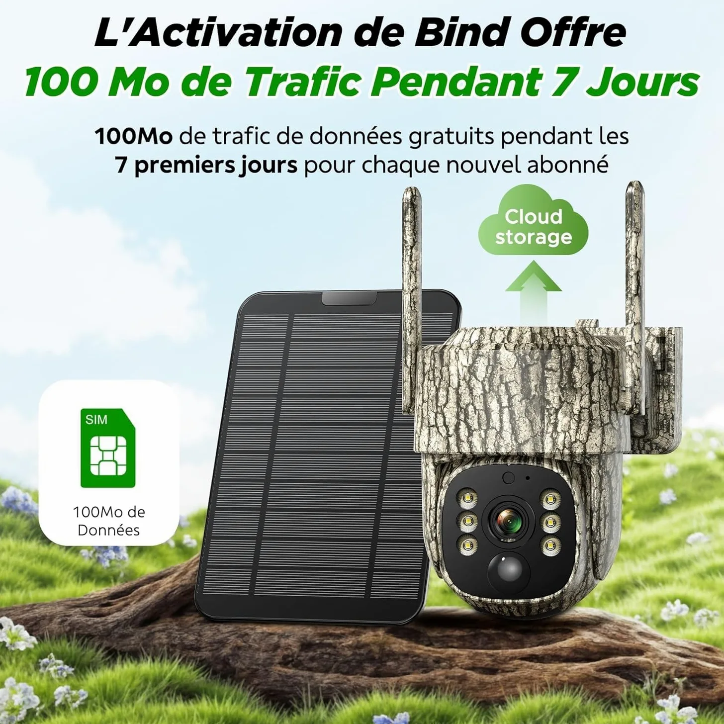 VOOPEAK Caméra de Chasse 4G LTE Solaire connectée, 2.5K, 355°/90°, IP66 | Avec vision nocturne, détecteur de mouvement PIR, vue en direct via l’application et accès à distance pour les passages de gi