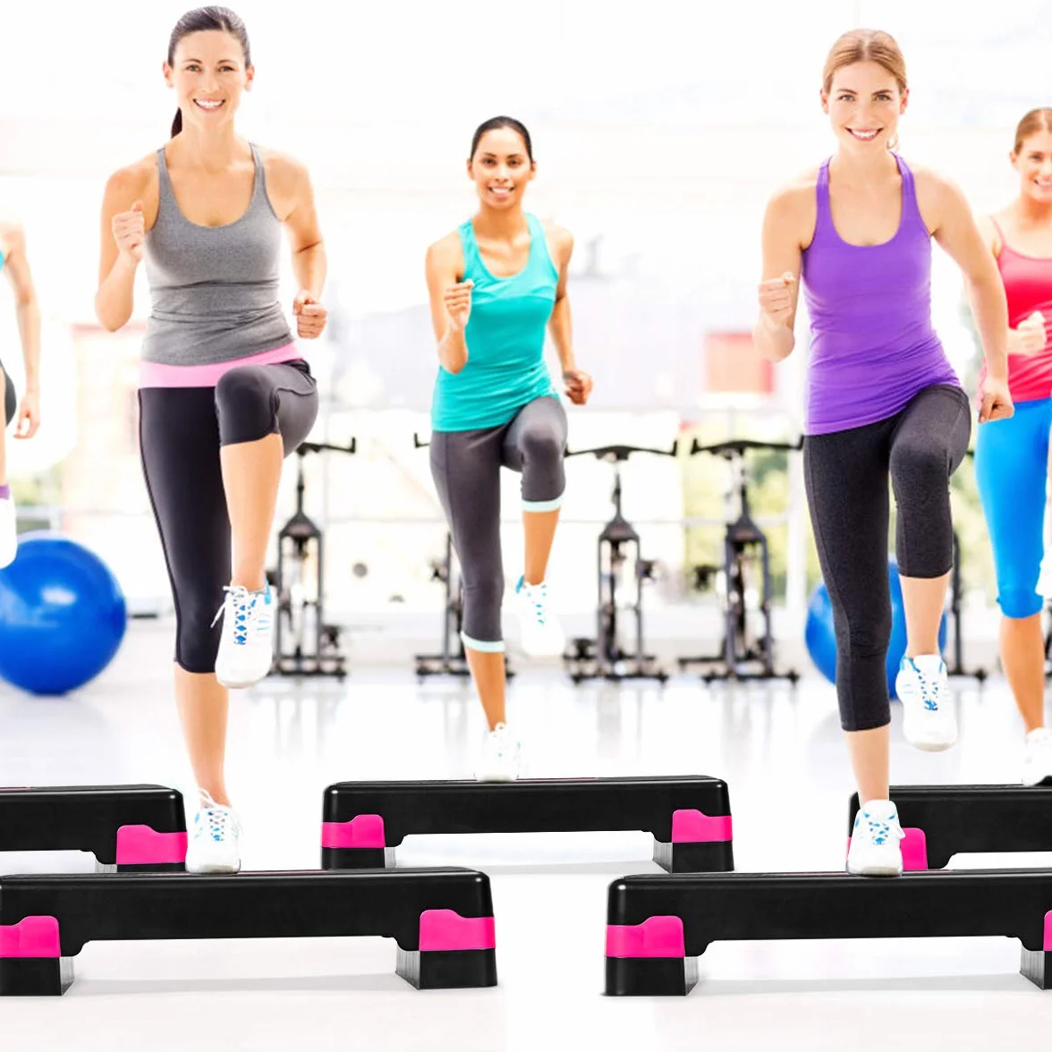 COSTWAY Aérobic Step Fitness Réglable 2 Niveaux 10/15CM Antidérapant 250KG