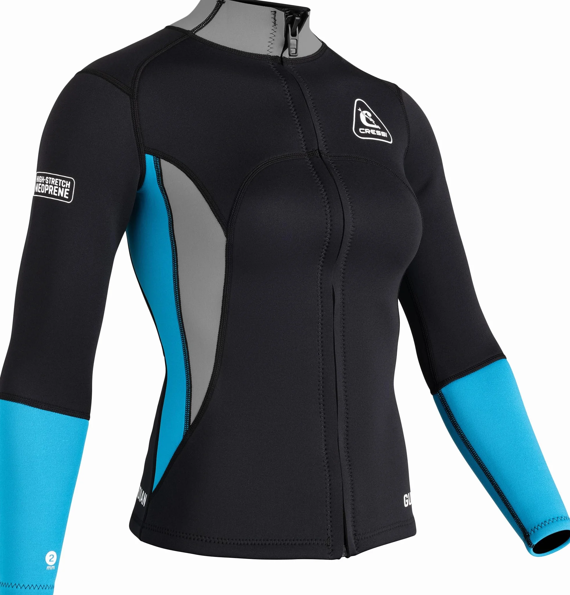 CRESSI Guardian Lady Veste Néoprène 2mm Natation Snorkelling Surf Sports Nautiques Noir Femmes