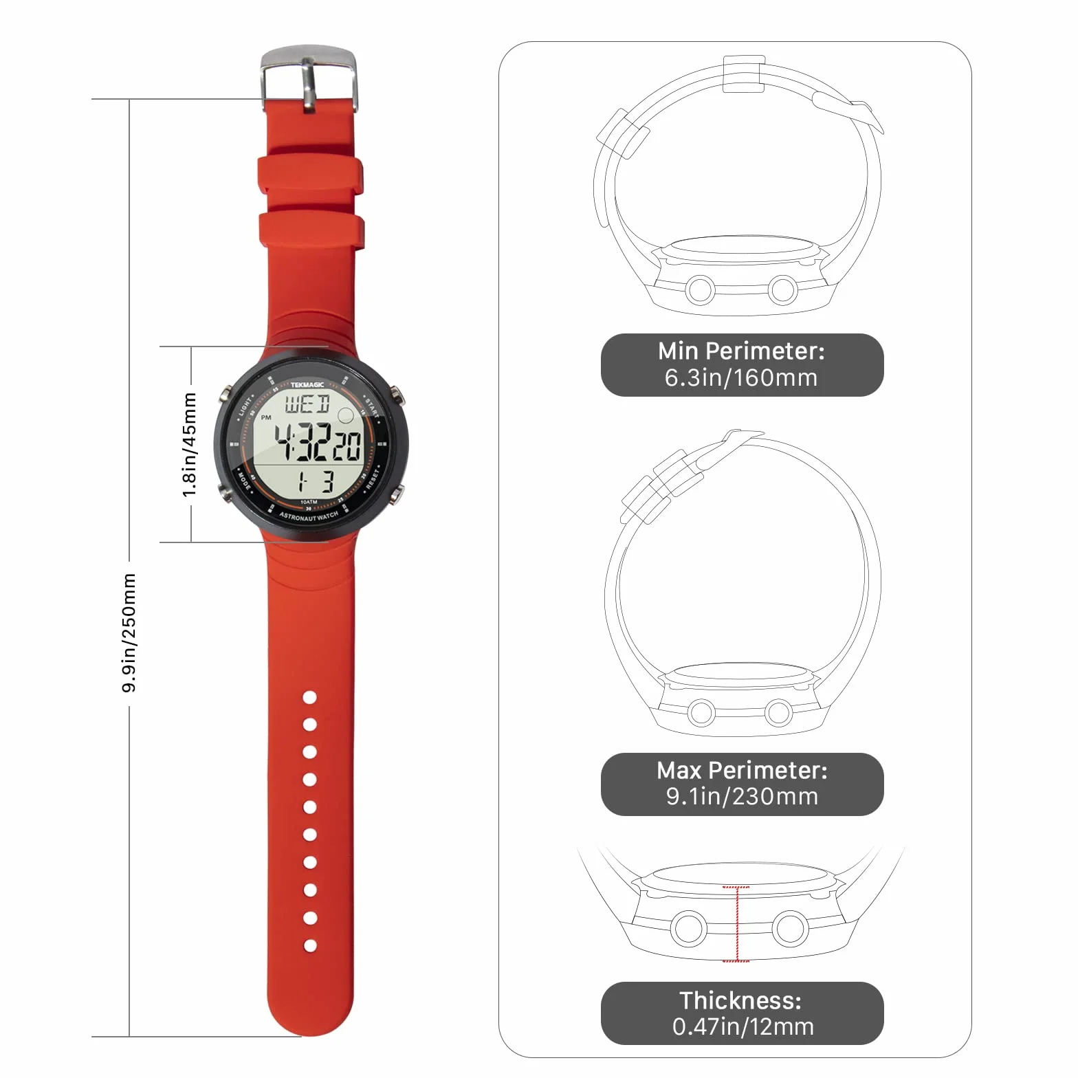 Montre de Sport Étanche 10 ATM Natation Plongeon Chronographe Minuterie Double Fuseau Horaire Réveil