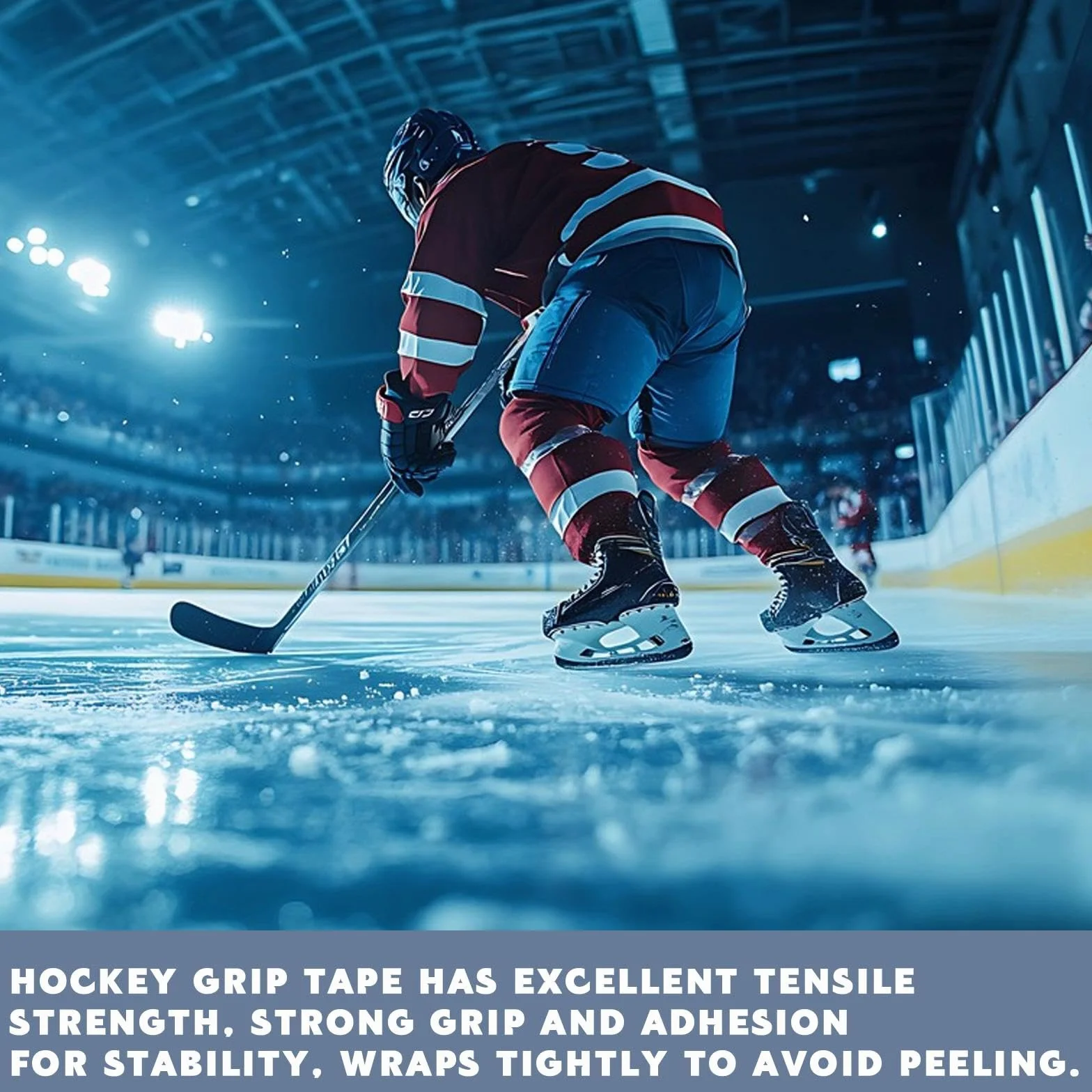 Tape Hockey sur Glace Adhésif Antidérapant 2 Rouleaux Noir