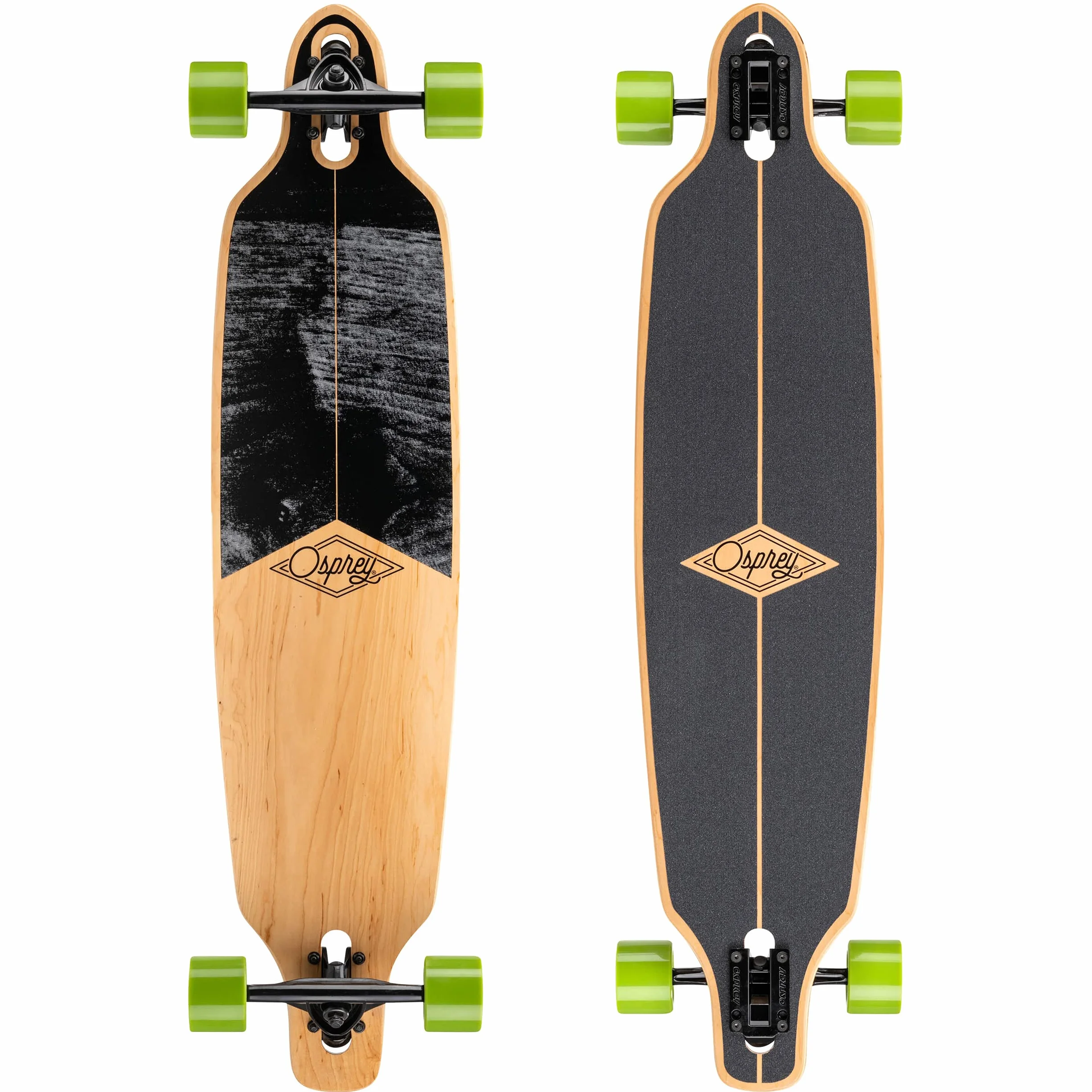 Osprey Longboard à Double Pointe en érable Canadien, Planche à roulettes complète