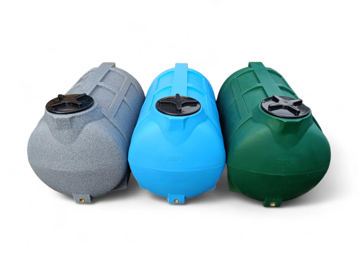 Varile Réservoir d'eau potable de 250 l, sans BPA, filetage en laiton 3/4", adapté à un usage alimentaire, horizontal (granit)