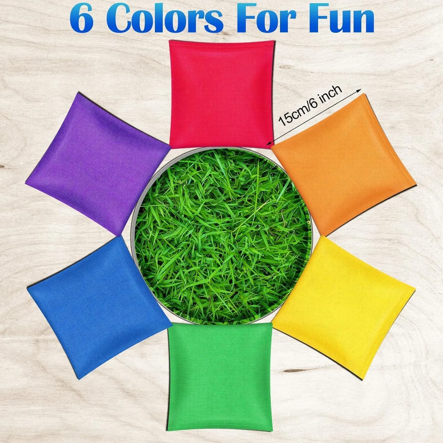 Lot de 24 poufs Cornhole à lancer 15 x 15 cm en nylon avec sac de rangement