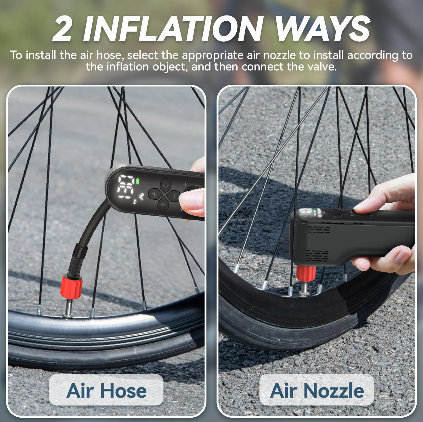 Pompe a Velo Electrique 150psi avec Manomètre Numérique, Mini Pompe Velo pour Vélo Route VTT Moto