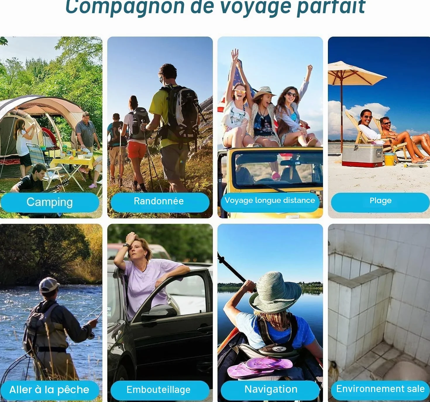 Toilettes de camping portables pliables étanches pour adultes et enfants, pot noir