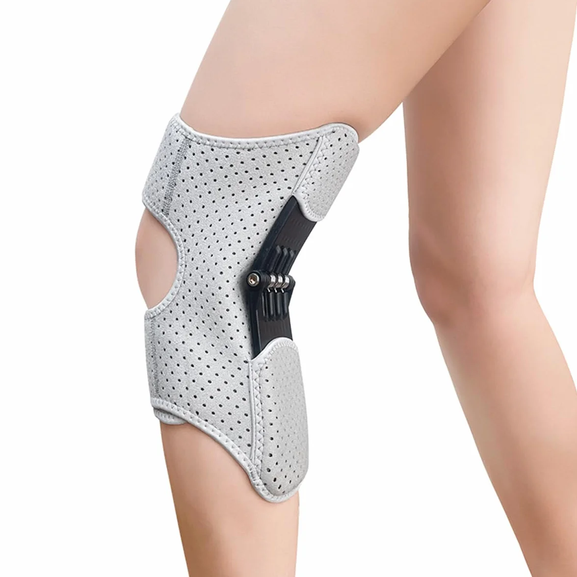 Genouillères Jambières Protection du genou Booster Coussin stabilisateur respirant pour randonneurs (gris)