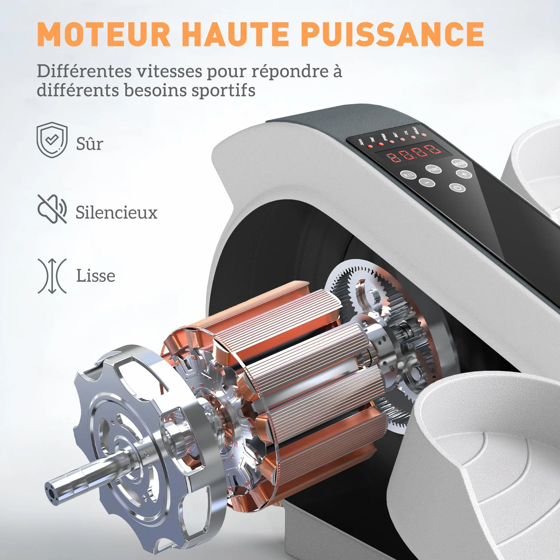 SPORTNOW Mini vélo elliptique électrique avec écran LCD, 10 vitesses, silencieux, portable, Blanc