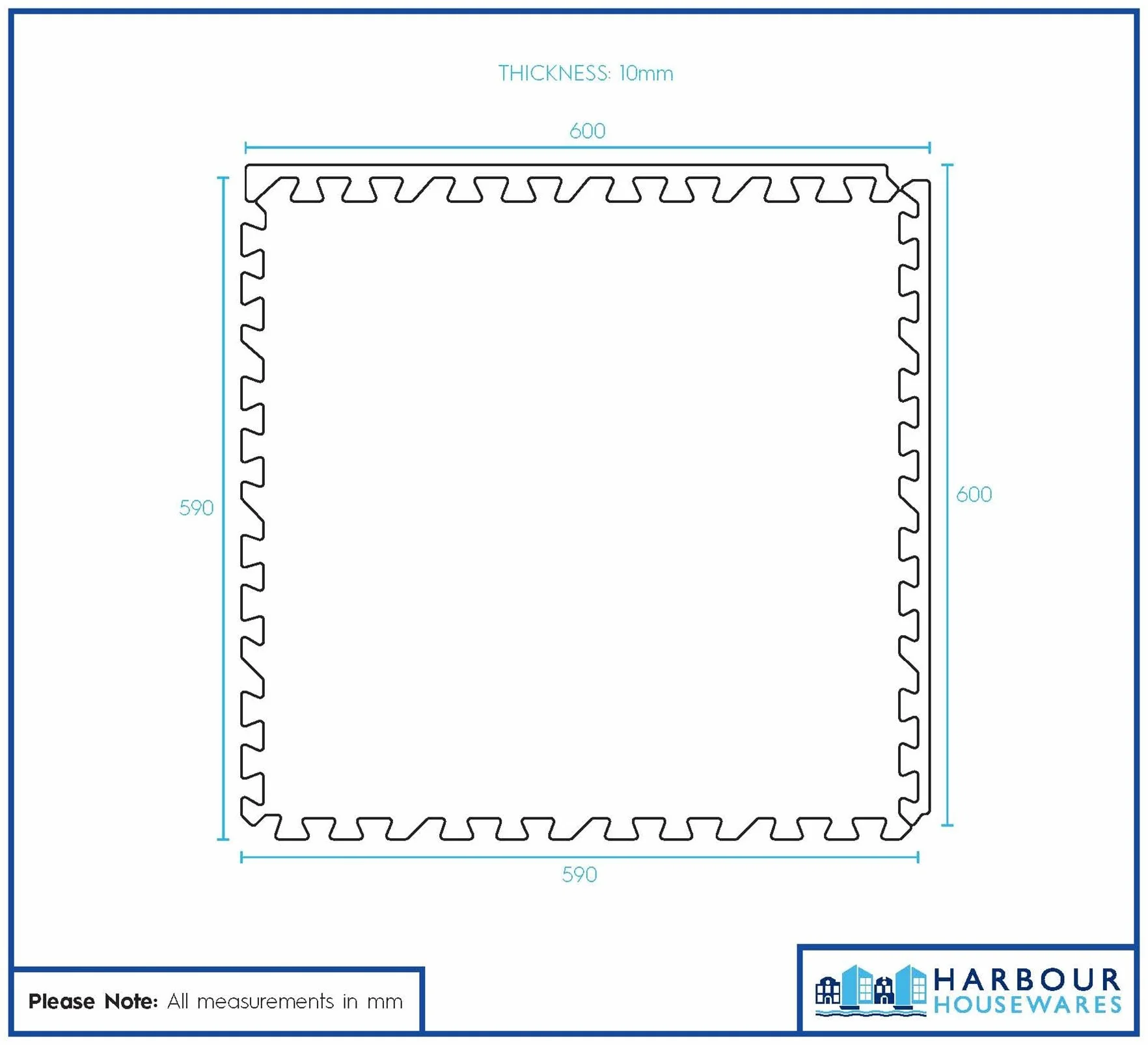 Harbour Housewares Tapis de Sol Gym Mousse EVA 60x60 cm Lot de 20 Noirs Antidérapants