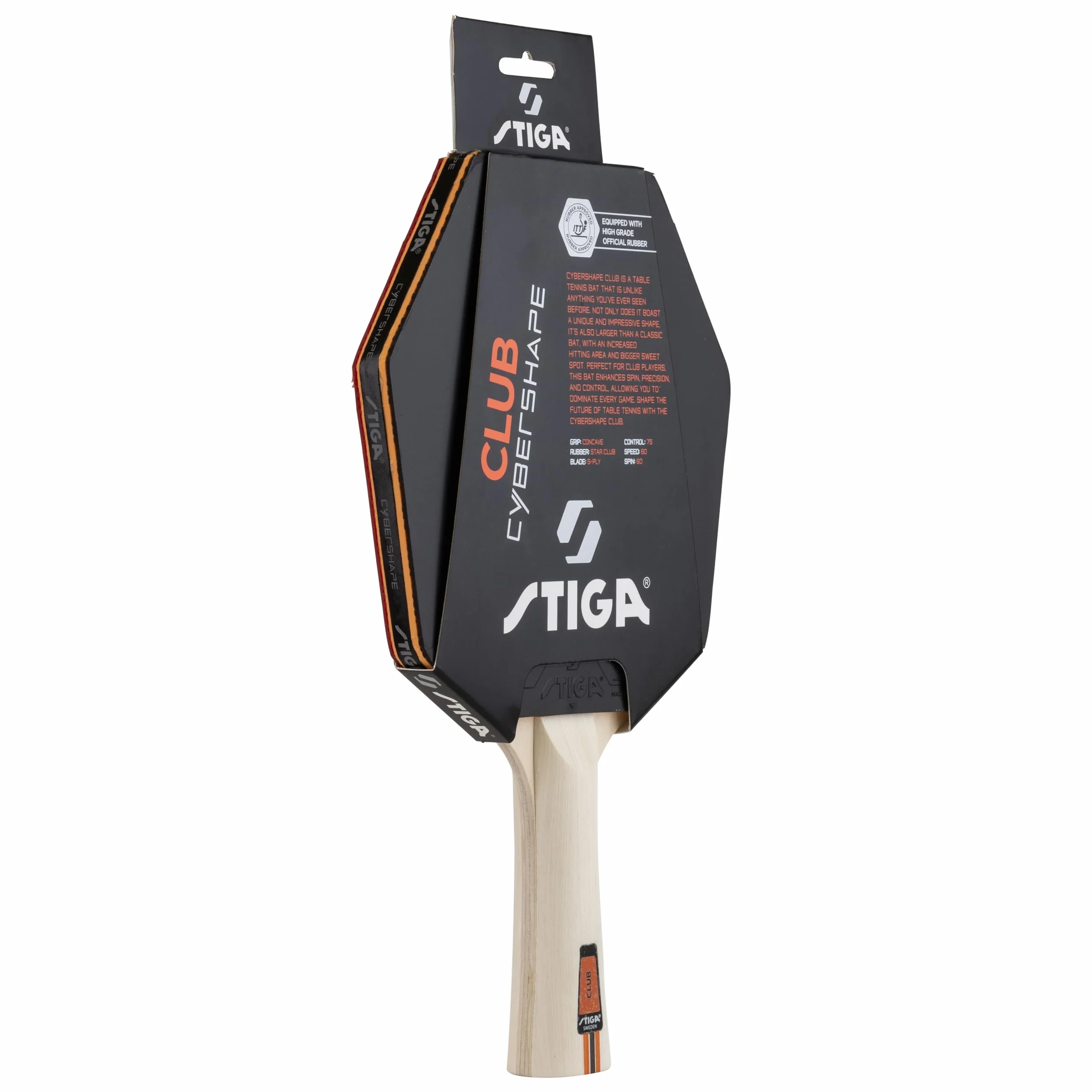 STIGA Club Cybershape Raquette Tennis de Table Bois 5 Plis Star Club Grand Sweet Spot