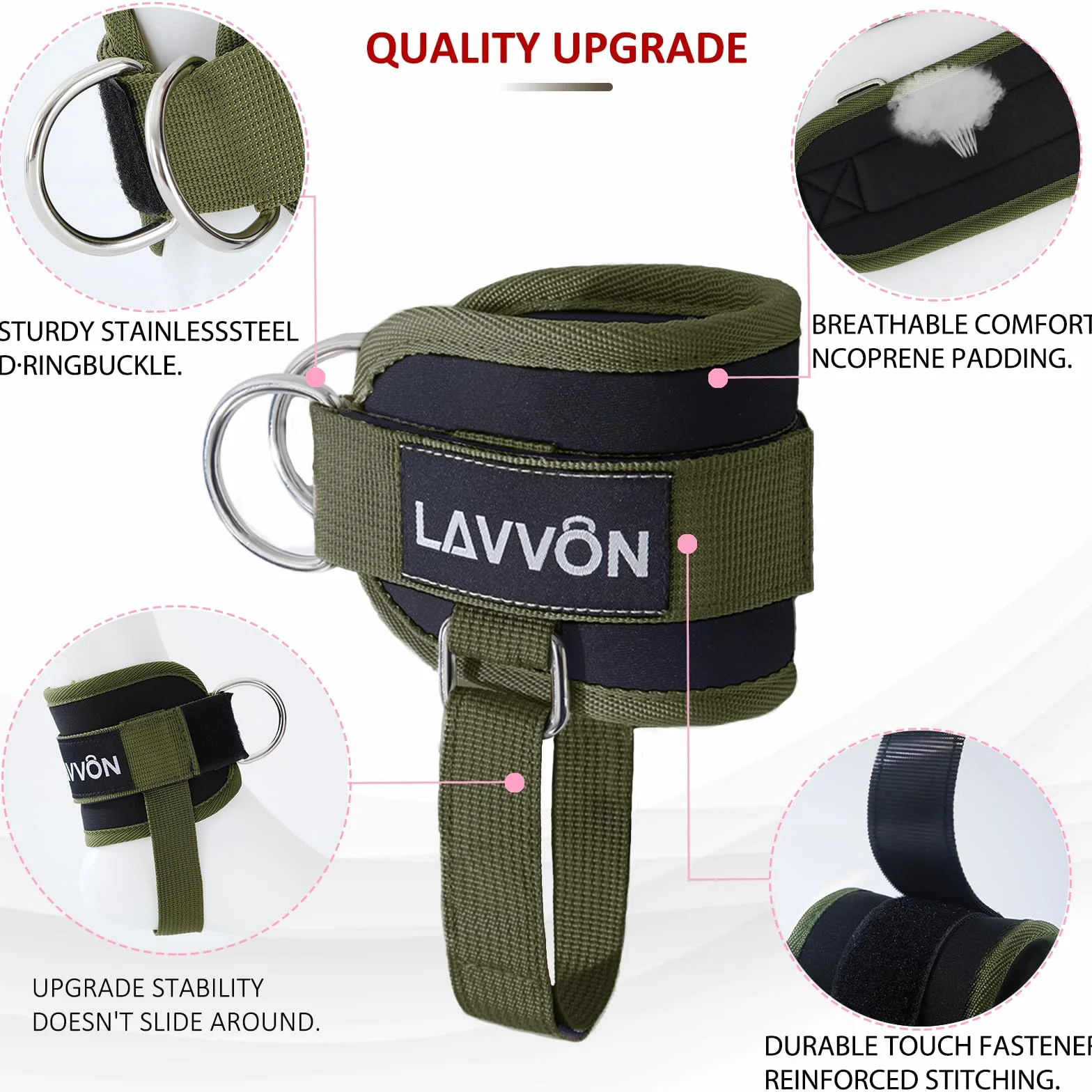 Sangle Cheville Musculation Poulie - Attaches de Câble Réglables pour Salle de Sport, Ankle Straps pour Fessiers et Extensions Jambes