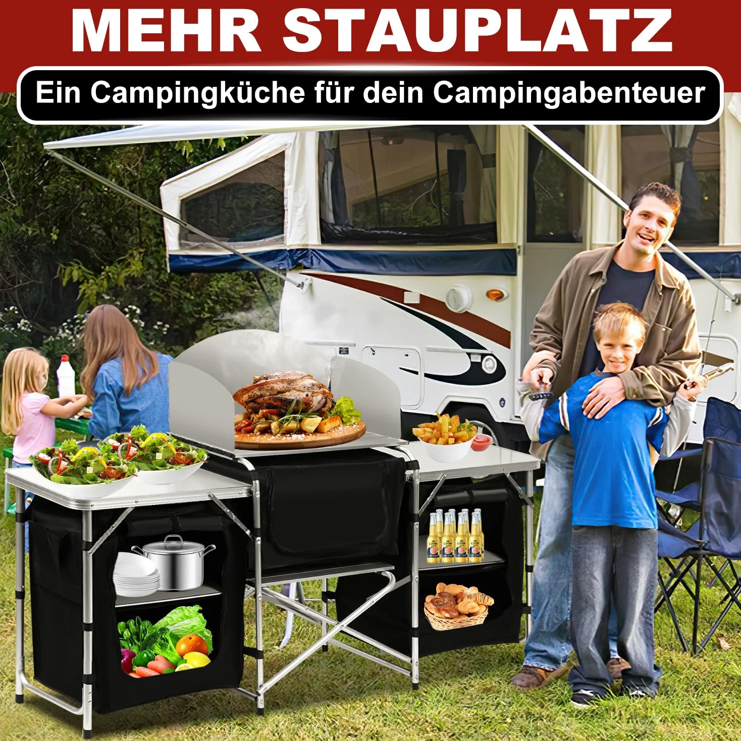Armoire de camping pliable pour camping, pique-nique, garden-party