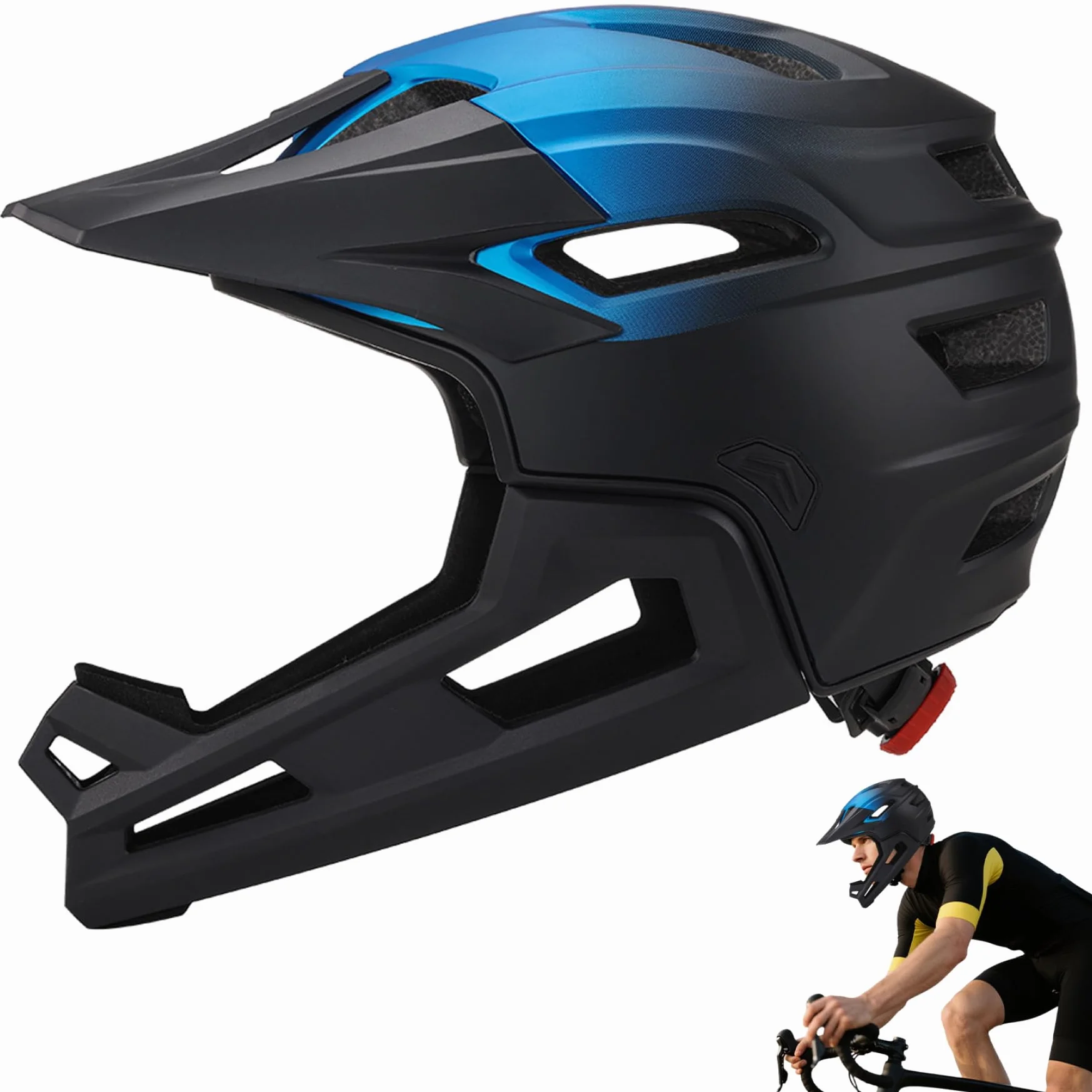 Casque de vélo intégral Demi-Jet pour Adultes Hommes Femmes, résistant au Vent, mentonnière Amovible, léger Ajustable
