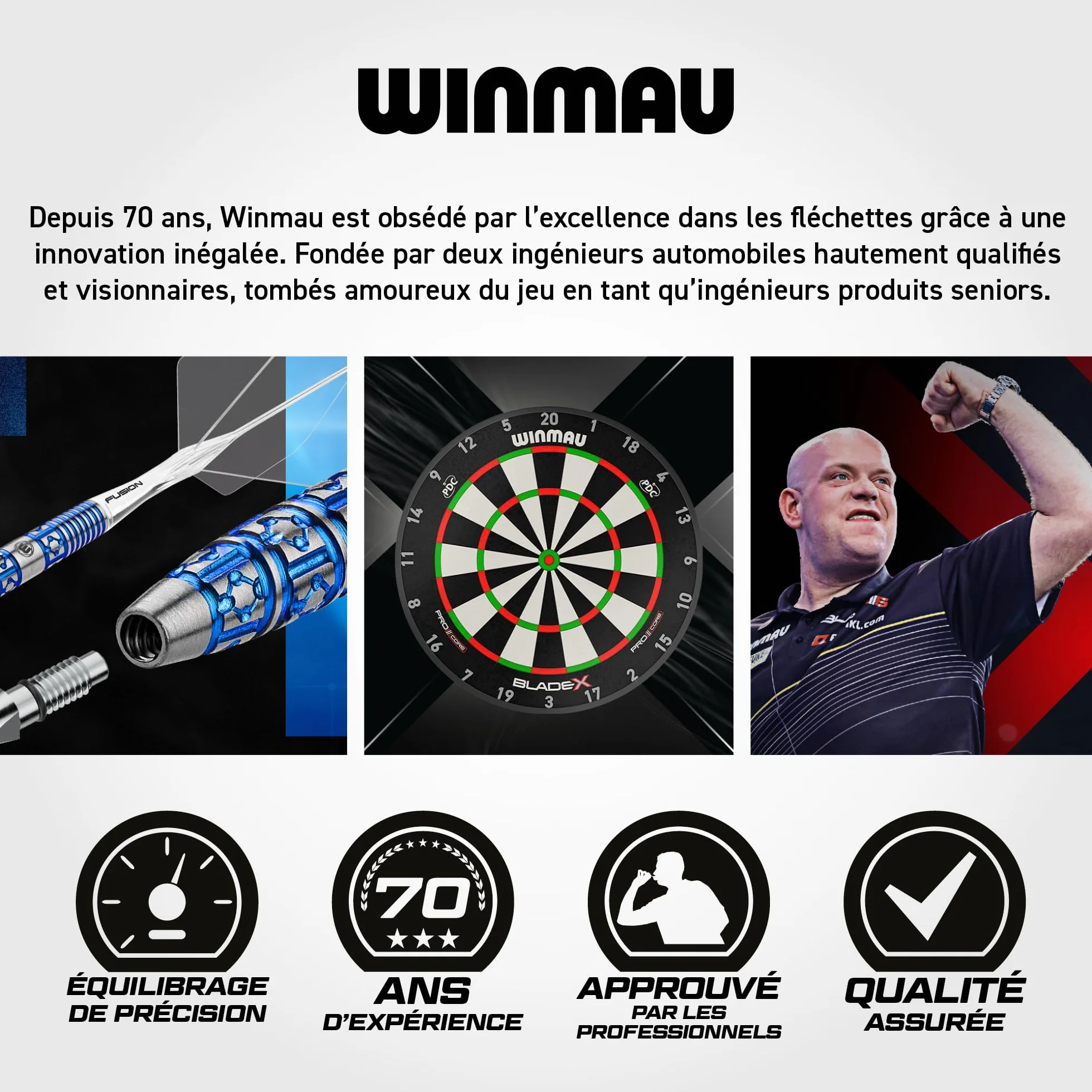 WINMAU Joe Cullen Jeu de fléchettes Professionnel 90% tungstène
