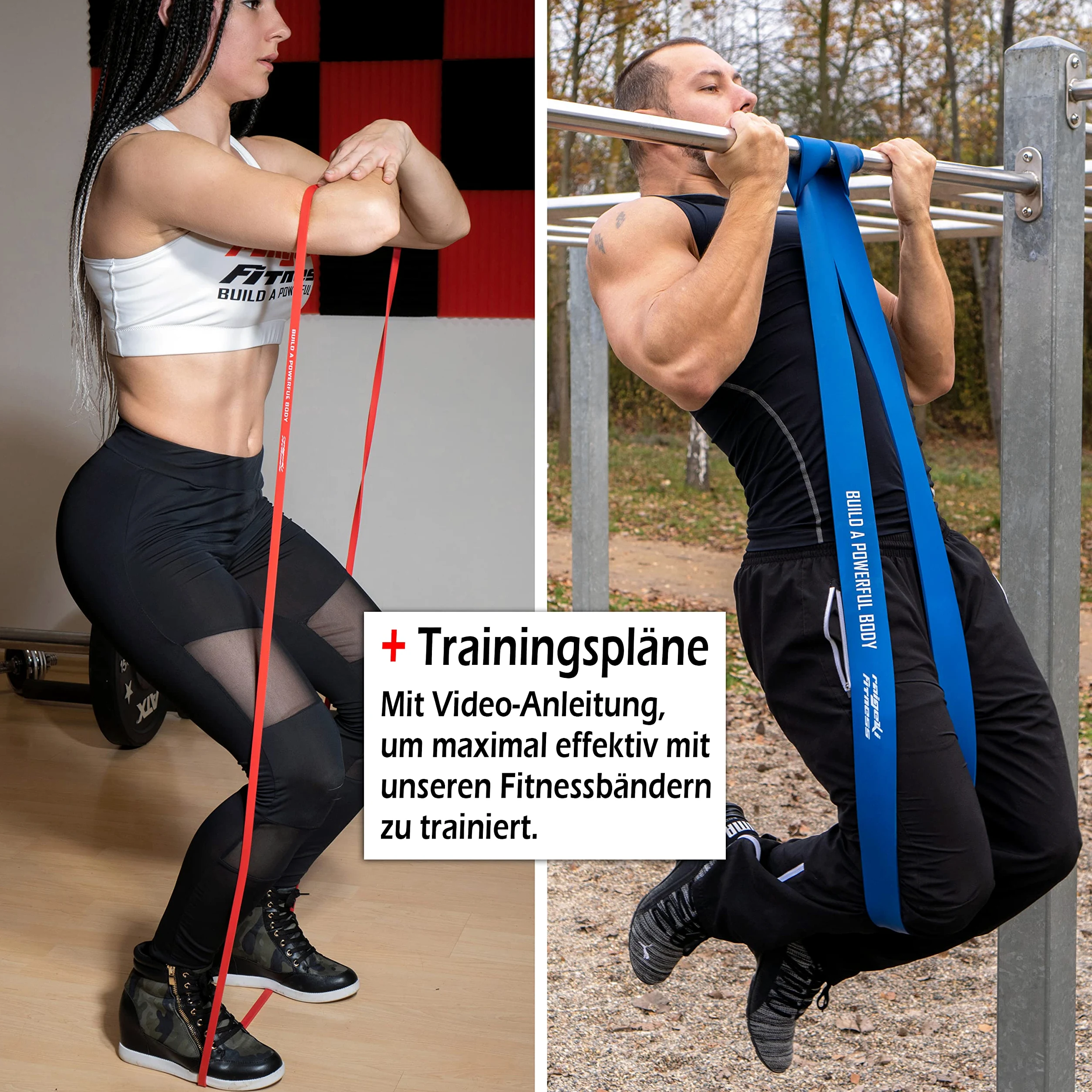 Raigeki Bandes élastiques de résistance de fitness (+ plans d'entraînement) [individuellement et ensemble] Bandes de résistance longues bandes de fitness pour sports de force – Bande de fitness Bandes