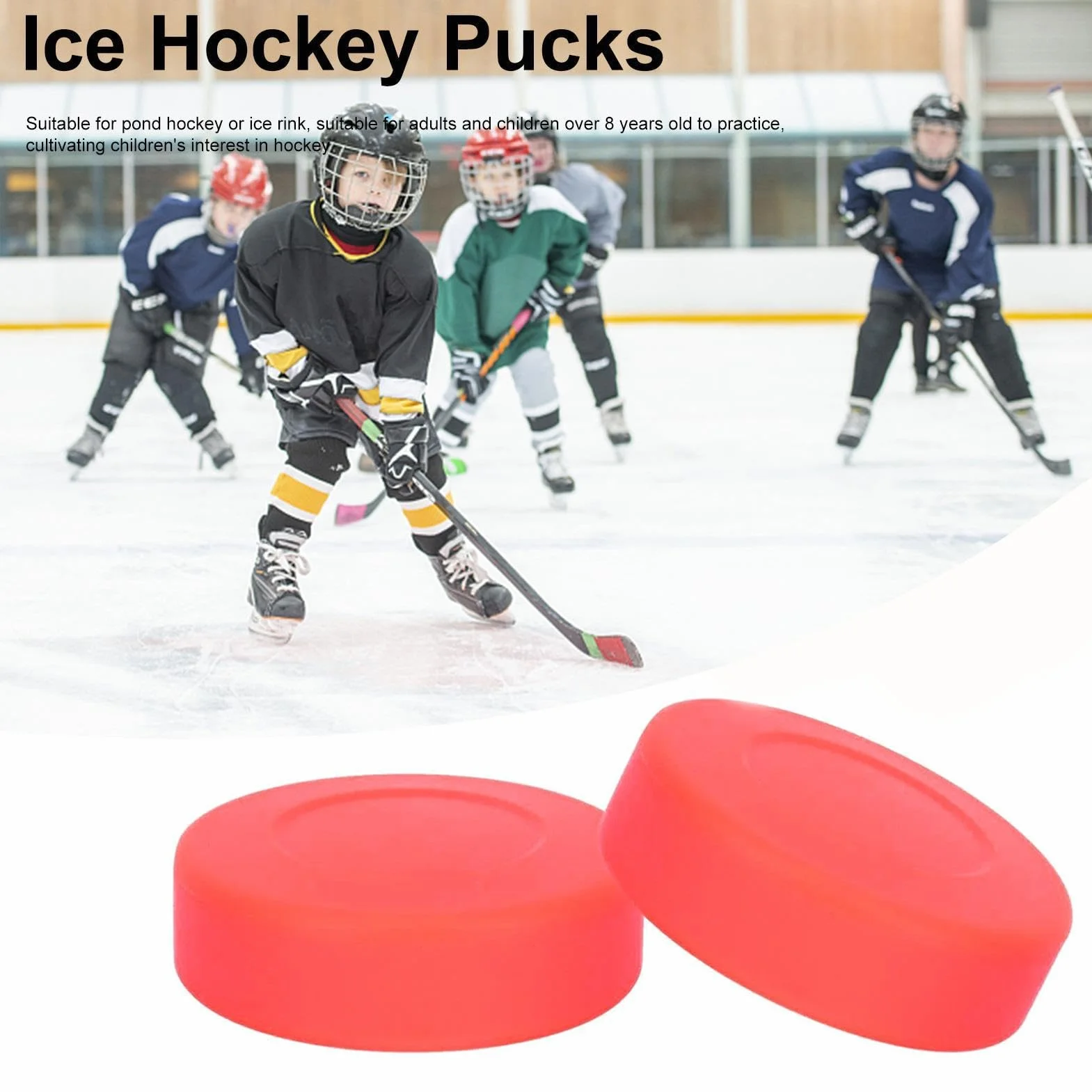 Palets de hockey sur glace PVC caoutchouc 6,9 x 1,8 cm lot de 4 entraînement