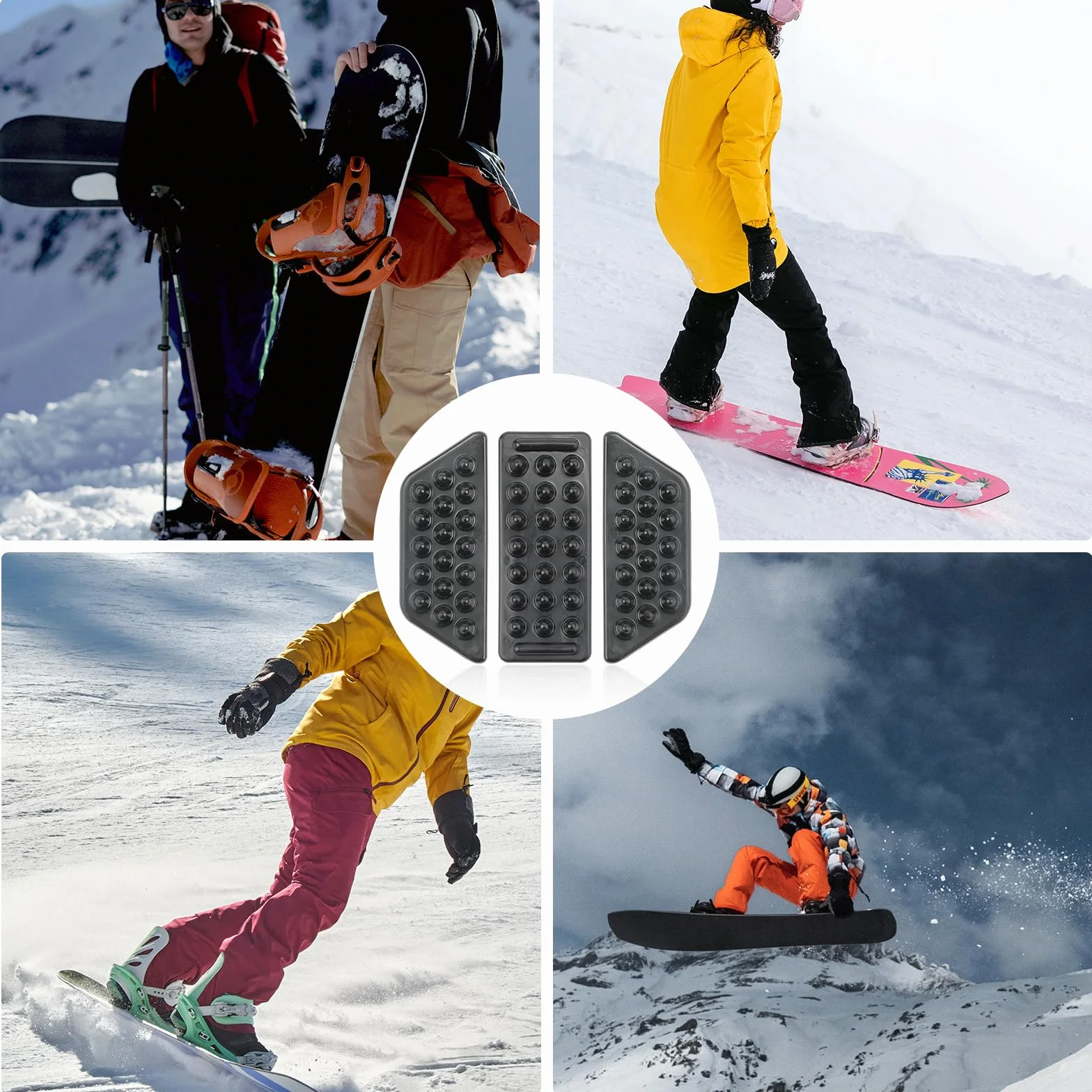 PEUTIER 2 Lots de 6 Pièces Stomp Pad Transparent Snowboard Grip Pad Antidérapant Noir