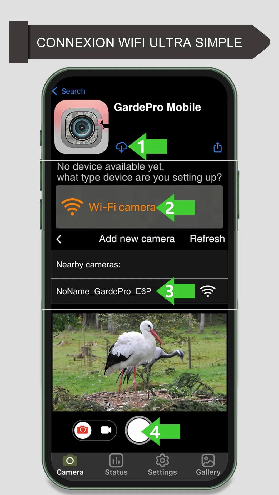 GardePro E6P Caméra de Chasse, WiFi, Batterie Rechargeable 8000 mAh, 64MP 1296P, Caméra E6P No Glow Infrarouge Vision Nocturne, Champ de Vision Large de 110°
