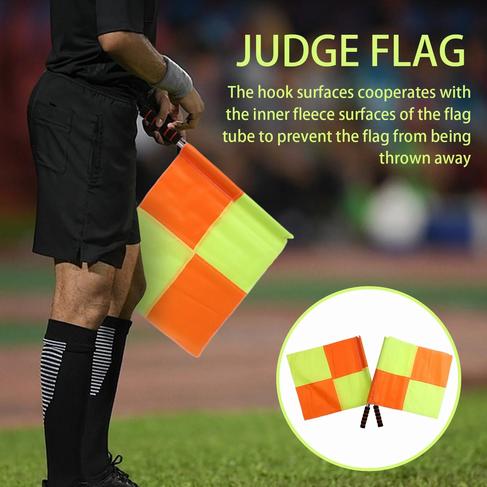 Drapeaux d'Arbitrage Football Lot de 2 Orange Jaune Résistant aux Intempéries Haute Visibilité