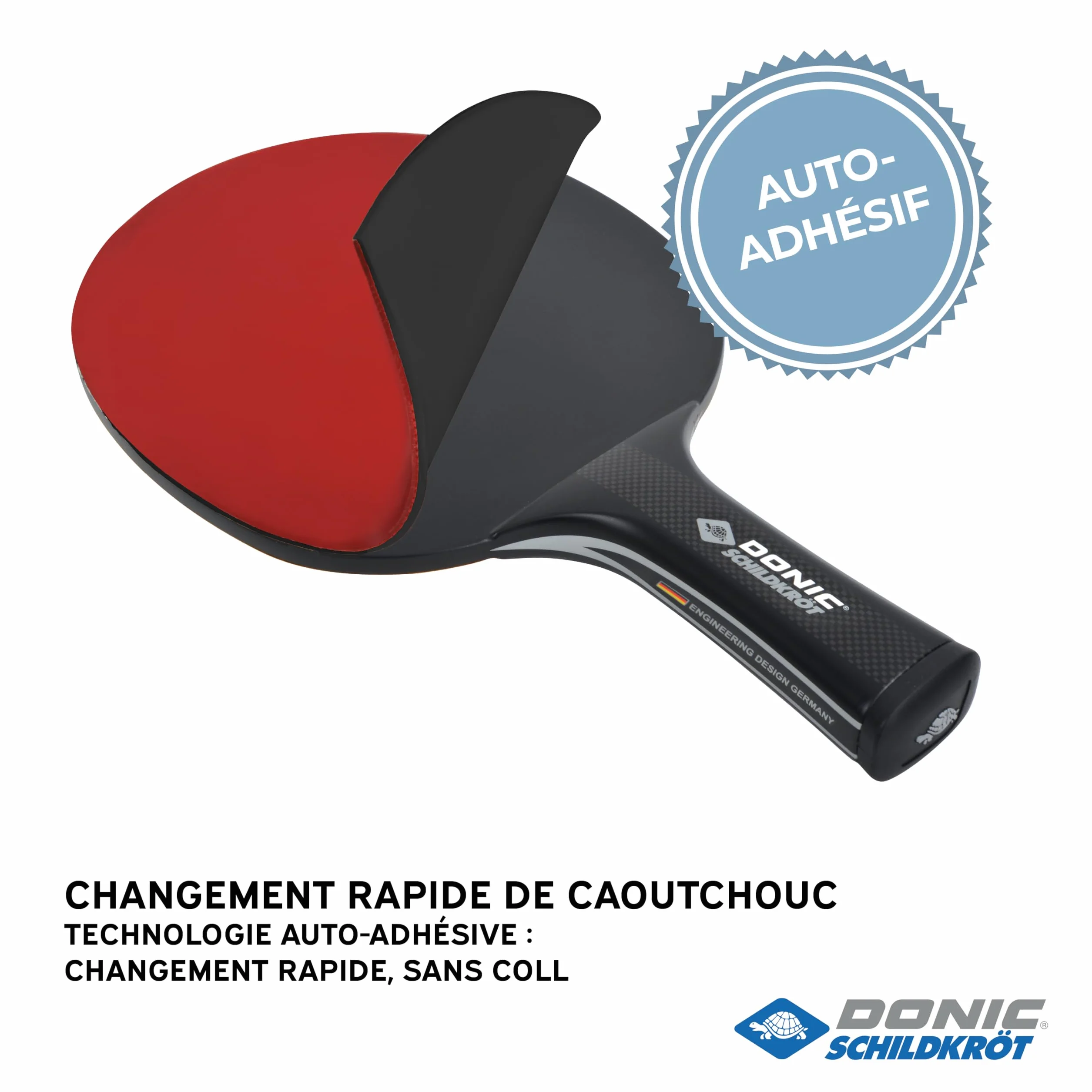 Donic-Schildkröt Revêtement de Remplacement QRC pour Raquettes de Tennis de Table ITTF