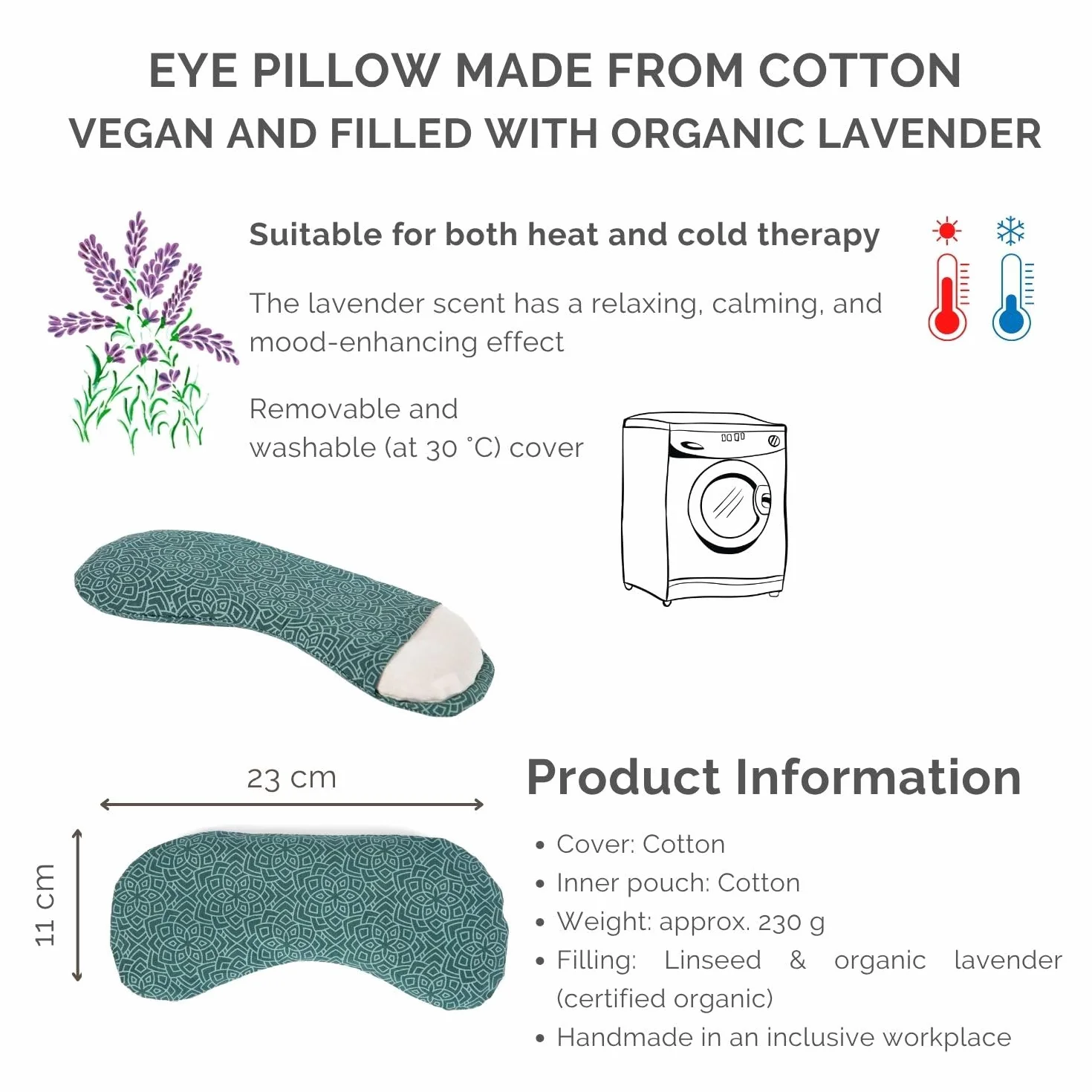 Garnissage en graines de lin bio et lavande bio - Masque pour les yeux doux en coton - Végétalien