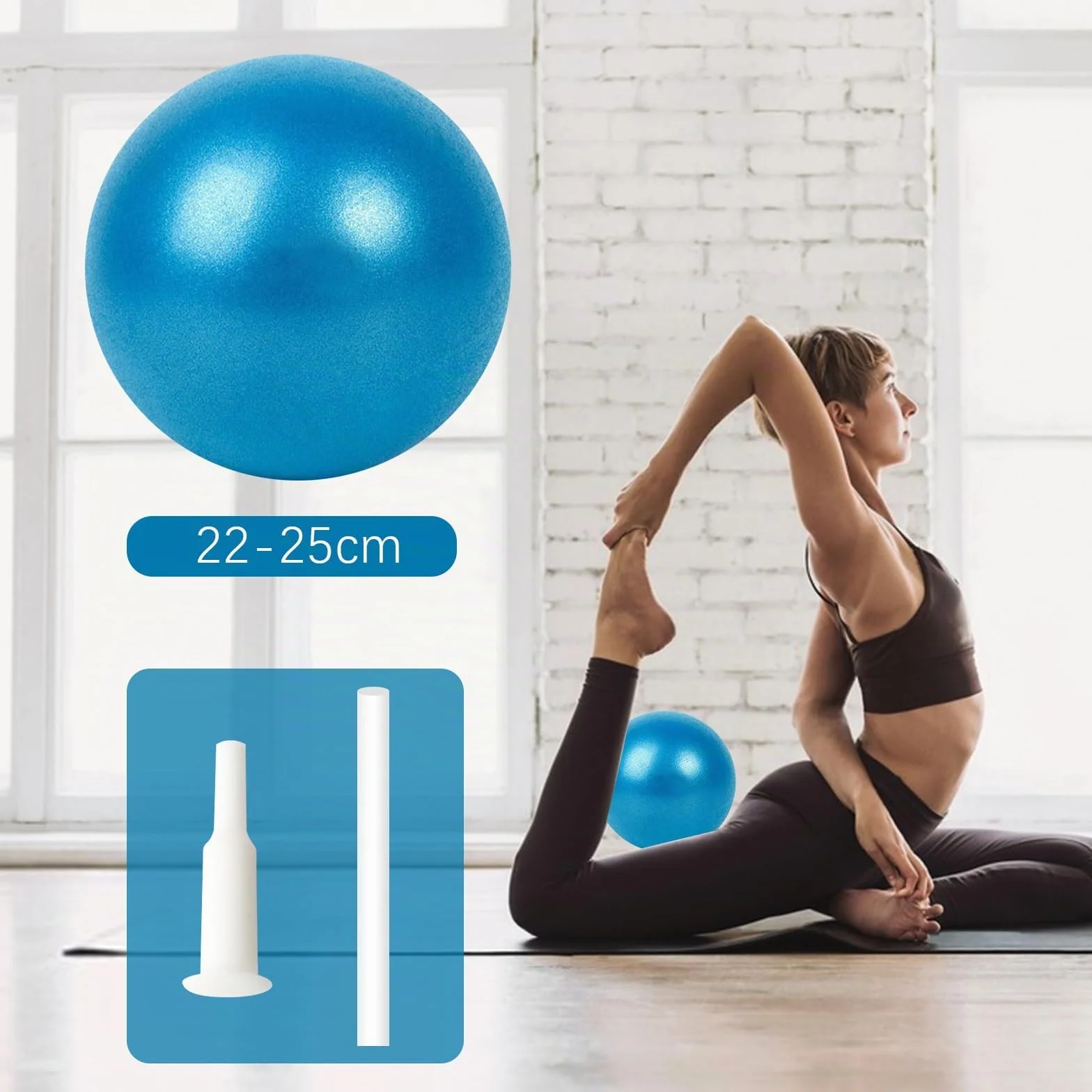 Ballon de Gymnastique Pilates, Ballon Yoga 25cm, Ballon d'Exercice Fitness avec Paille