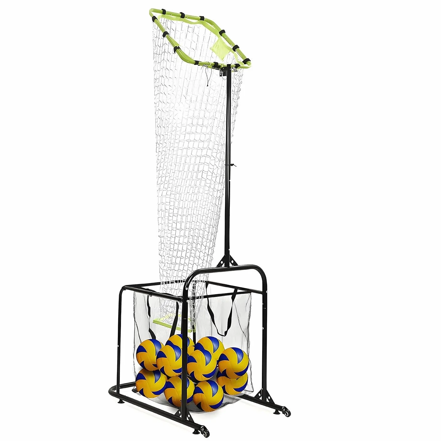 Filet Entraînement Volley-Ball Professionnel Portable 8 Hauteurs Réglables avec Roulettes Sac Récupération