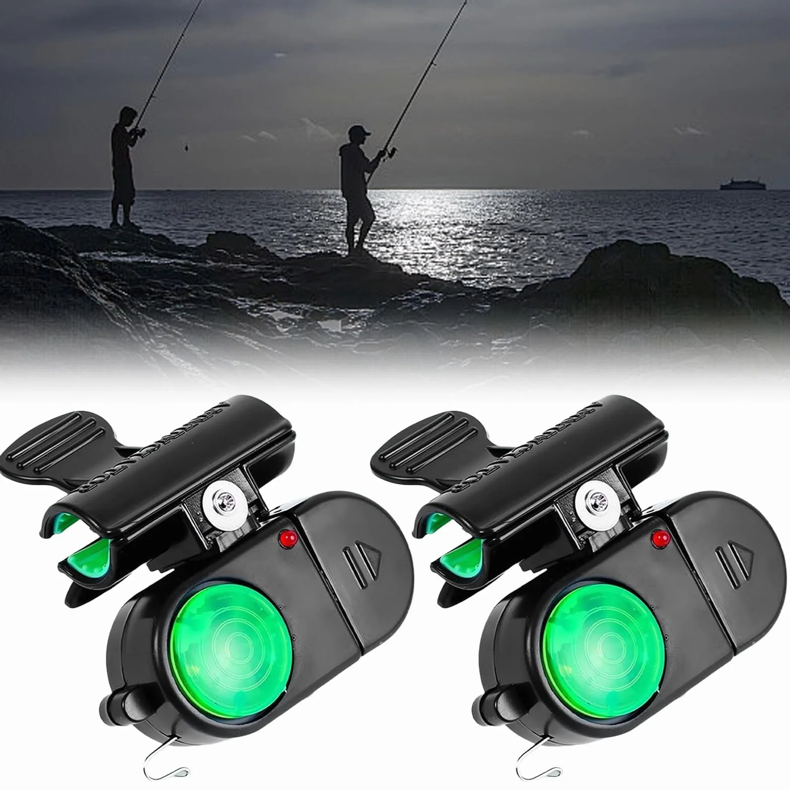 Avertisseurs De Touche Pour Canne À Pêche - 2 Pièces Alarme De Morsure Sensible Avec Éclairage LED - Accessoires De Pêche Pour Hommes Femmes Adultes En Eau Salée Cadeaux Amis