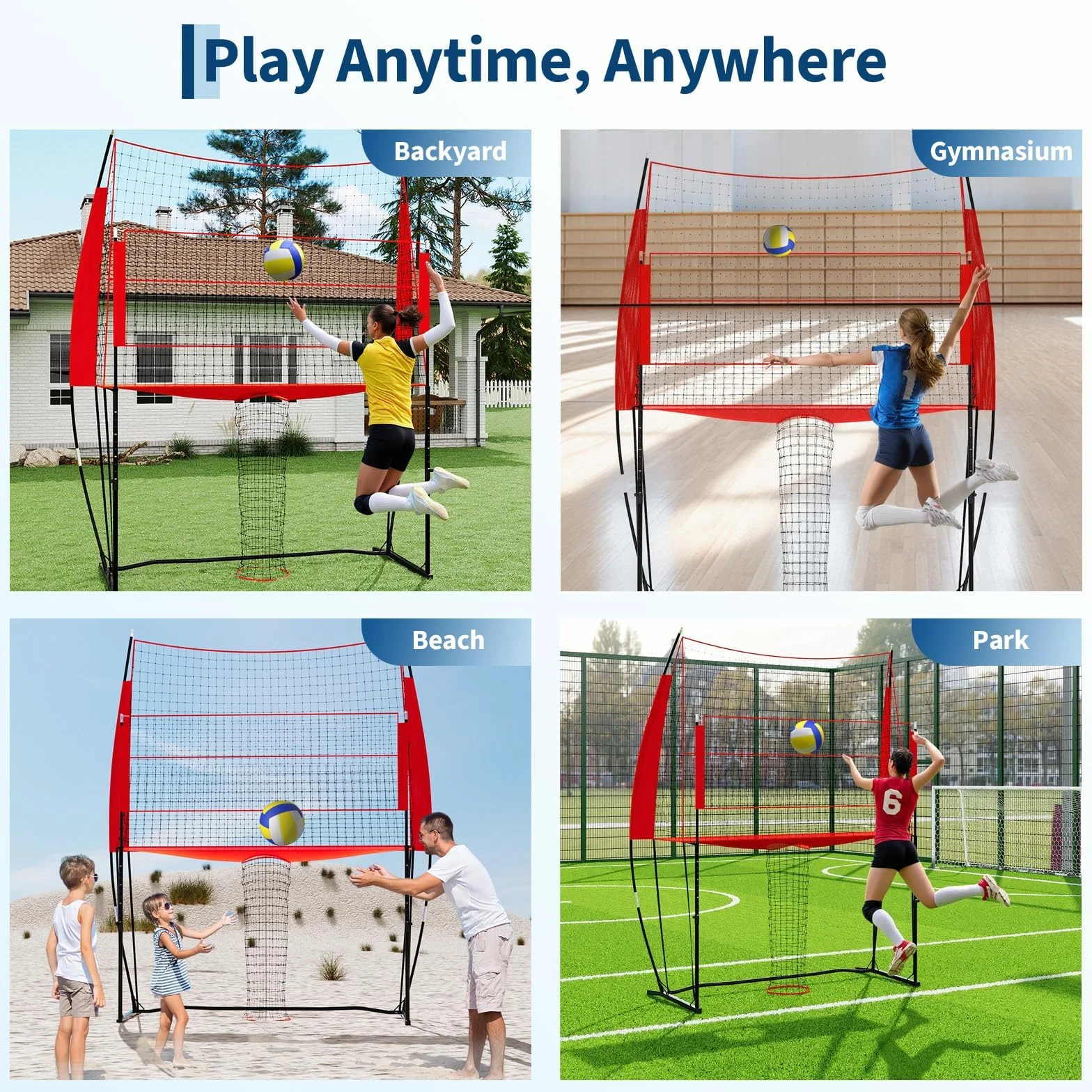 Filet de Volley-Ball réglable 2,4 x 3,4 m avec sac de transport
