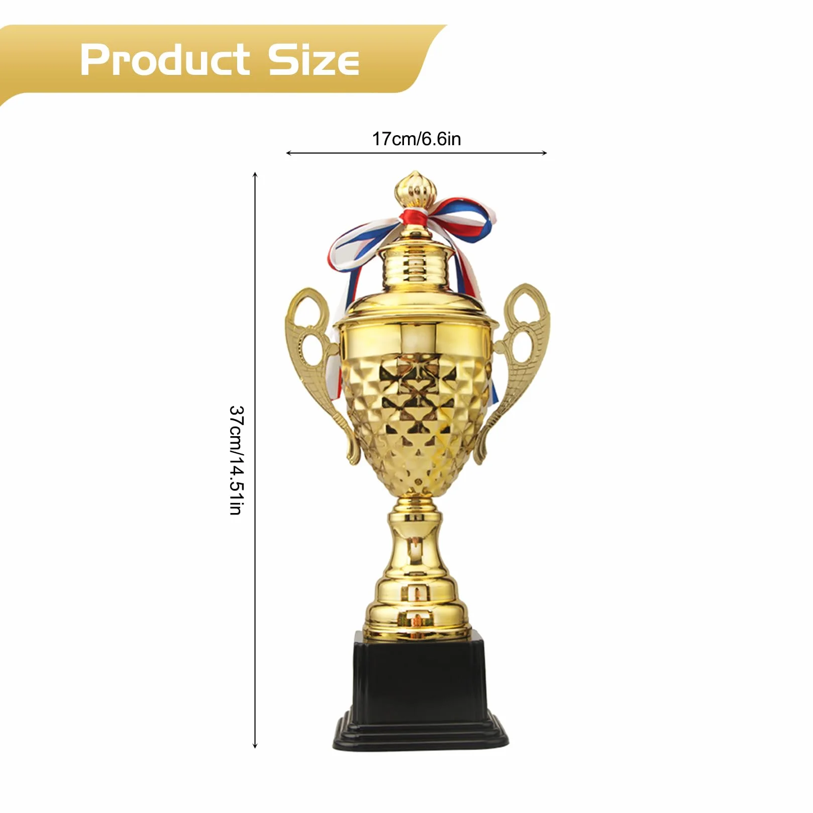 Trophée doré 37cm Grand Trophee pour Tournois Sportifs Compétitions Cérémonies et Fêtes