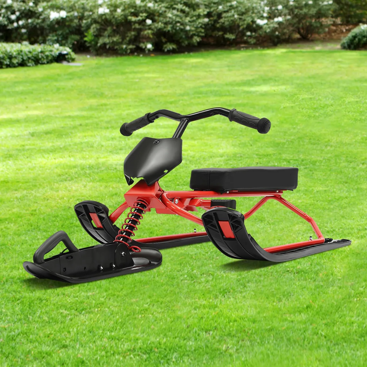 Luge de direction pour enfants, avec freins à pied et corde de traction, luge avec volant, luge pour enfants, luge à patins, luge à neige, max. 80 kg