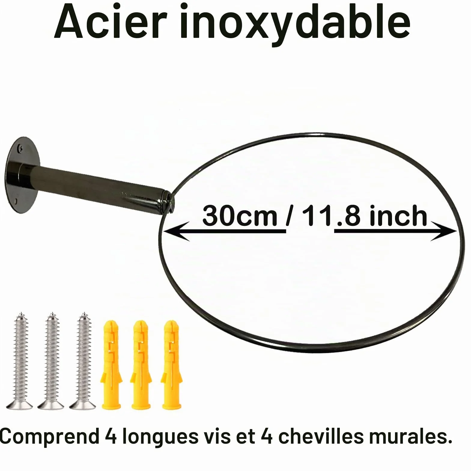 Support mural en acier inoxydable pour ballon de yoga 32 cm