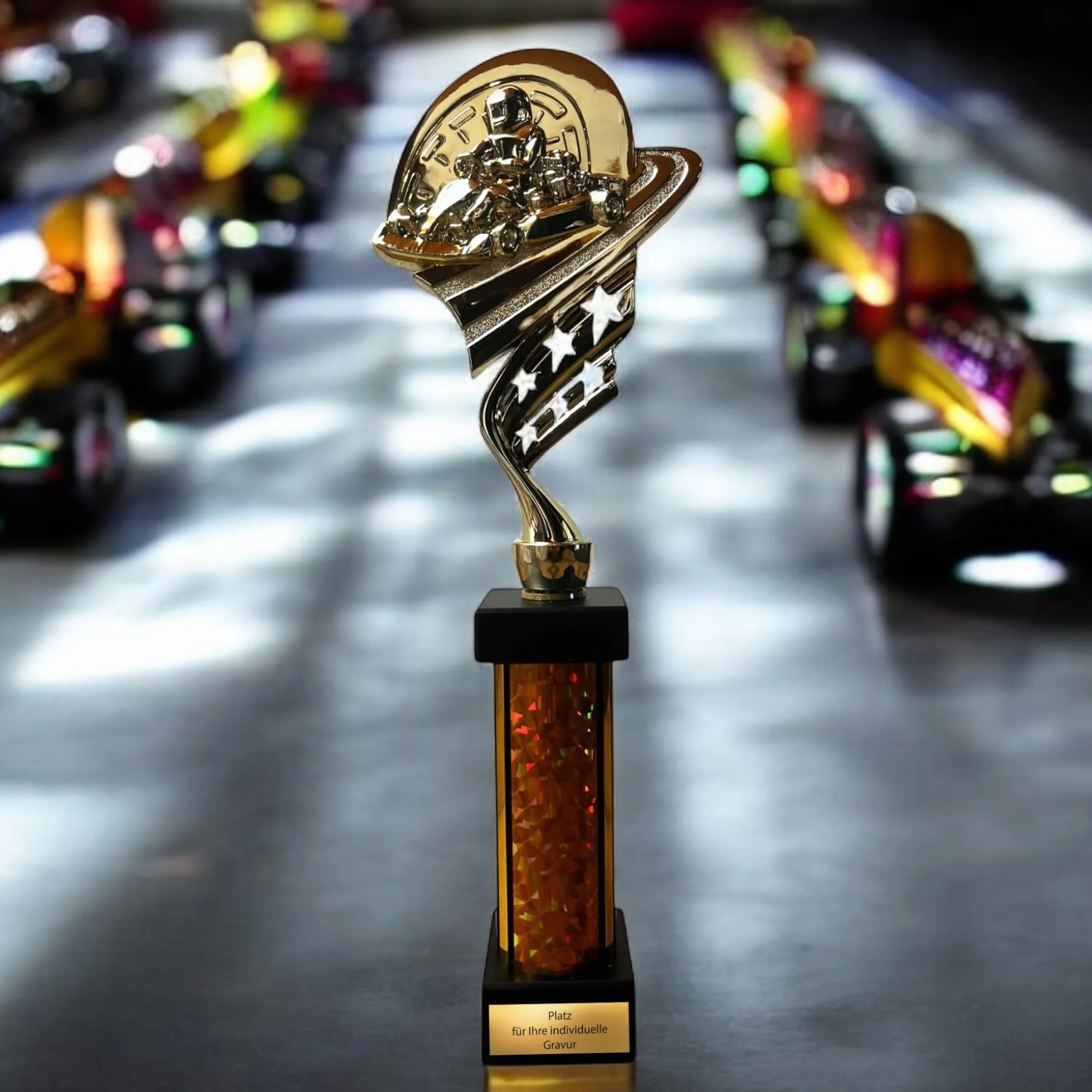 eberix Trophée de kart automobile avec gravure au choix – Trophée de kart Racing – Coupe de vainqueur pour les courses et les compétitions de sport automobile – Personnalisable