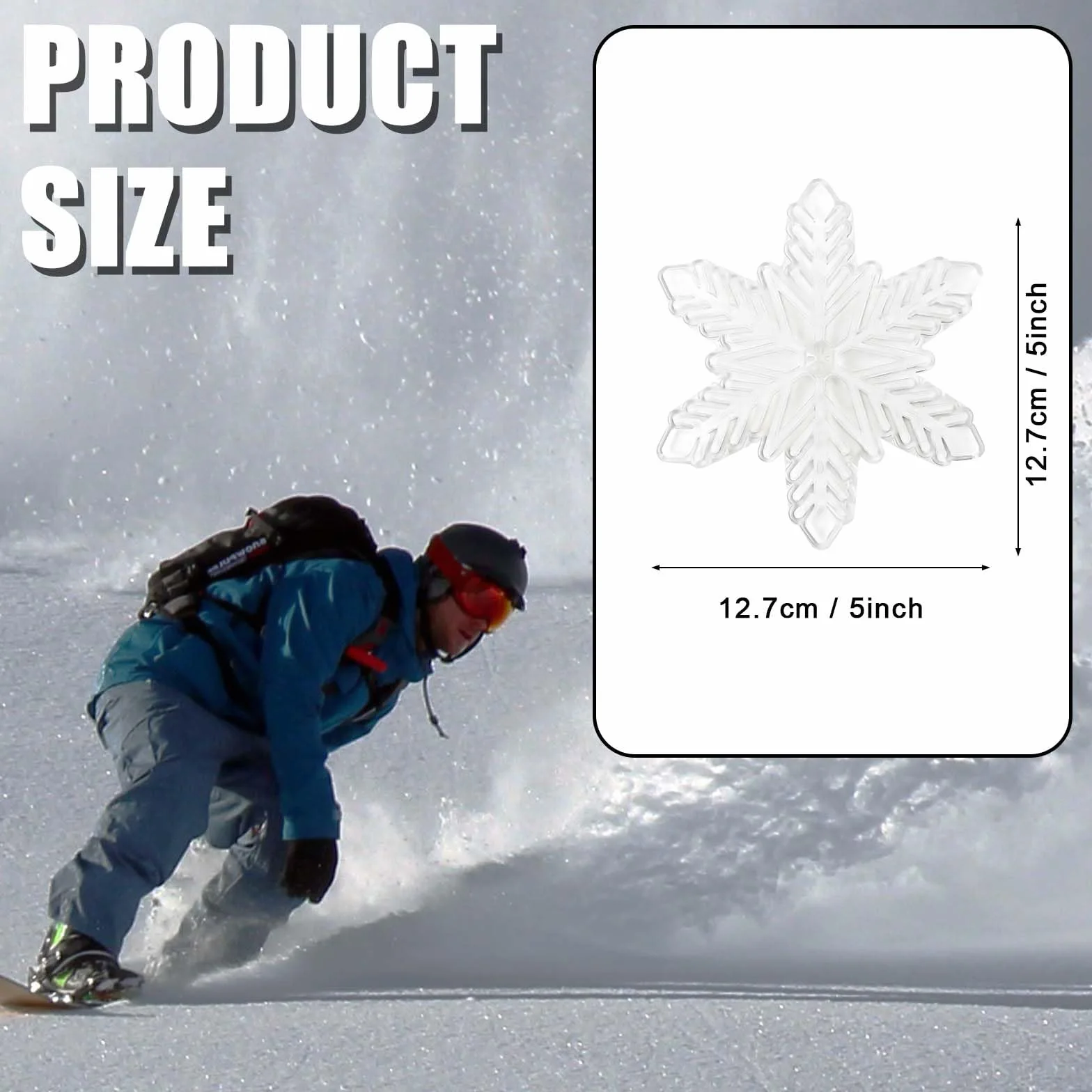 PEUTIER Stomp Pad 3D Flocon de Neige 12,7cm Transparent Antidérapant Tapis de Traction pour Snowboard