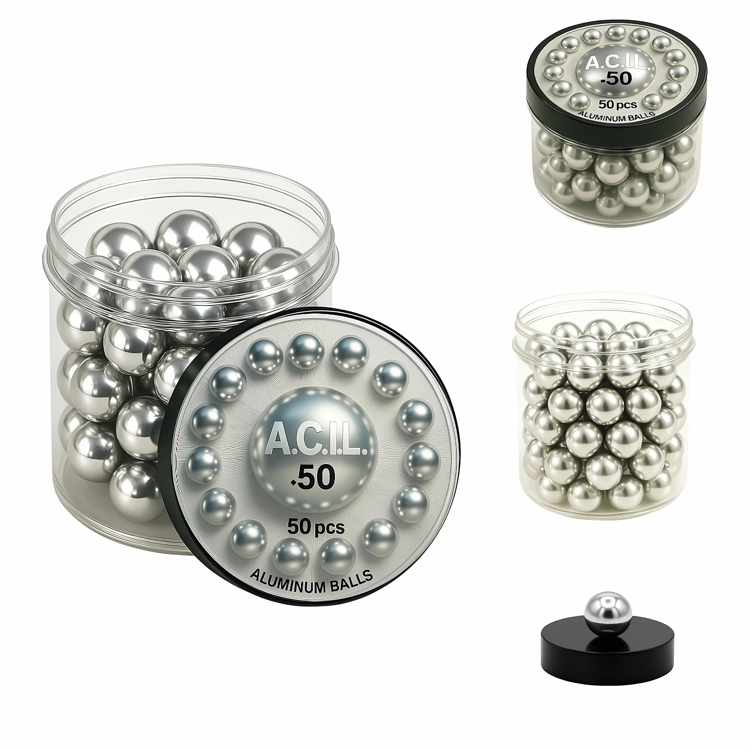 50 Caliber 12.5mm Precision-Machined Aluminum Balls for HDR & HDP Pistols – 50pcs Reusable Paintball Ammo