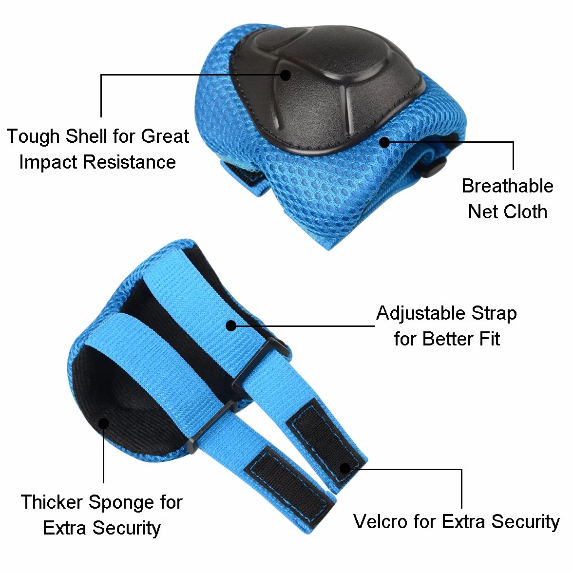 Sport Protection Enfant 6 Pcs Protège-Poignet Coudière Genouillère