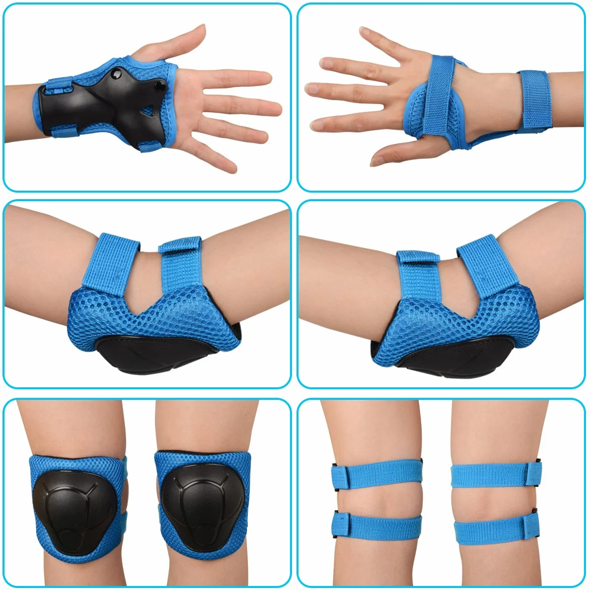 Sport Protection Enfant 6 Pcs Protège-Poignet Coudière Genouillère