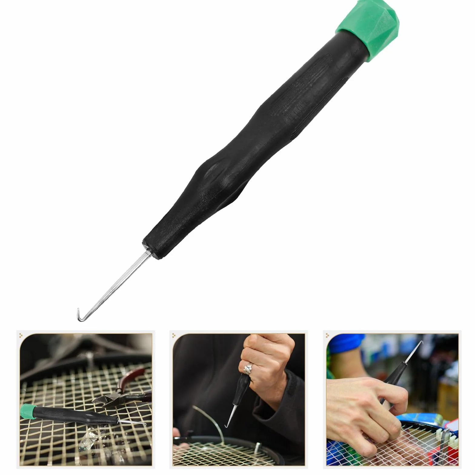 UKCOCO Crochet de Cordage Raquettes Badminton Tennis Poignée Plastique Noir Fixateur Machine à Corder Usage Pro Amateur