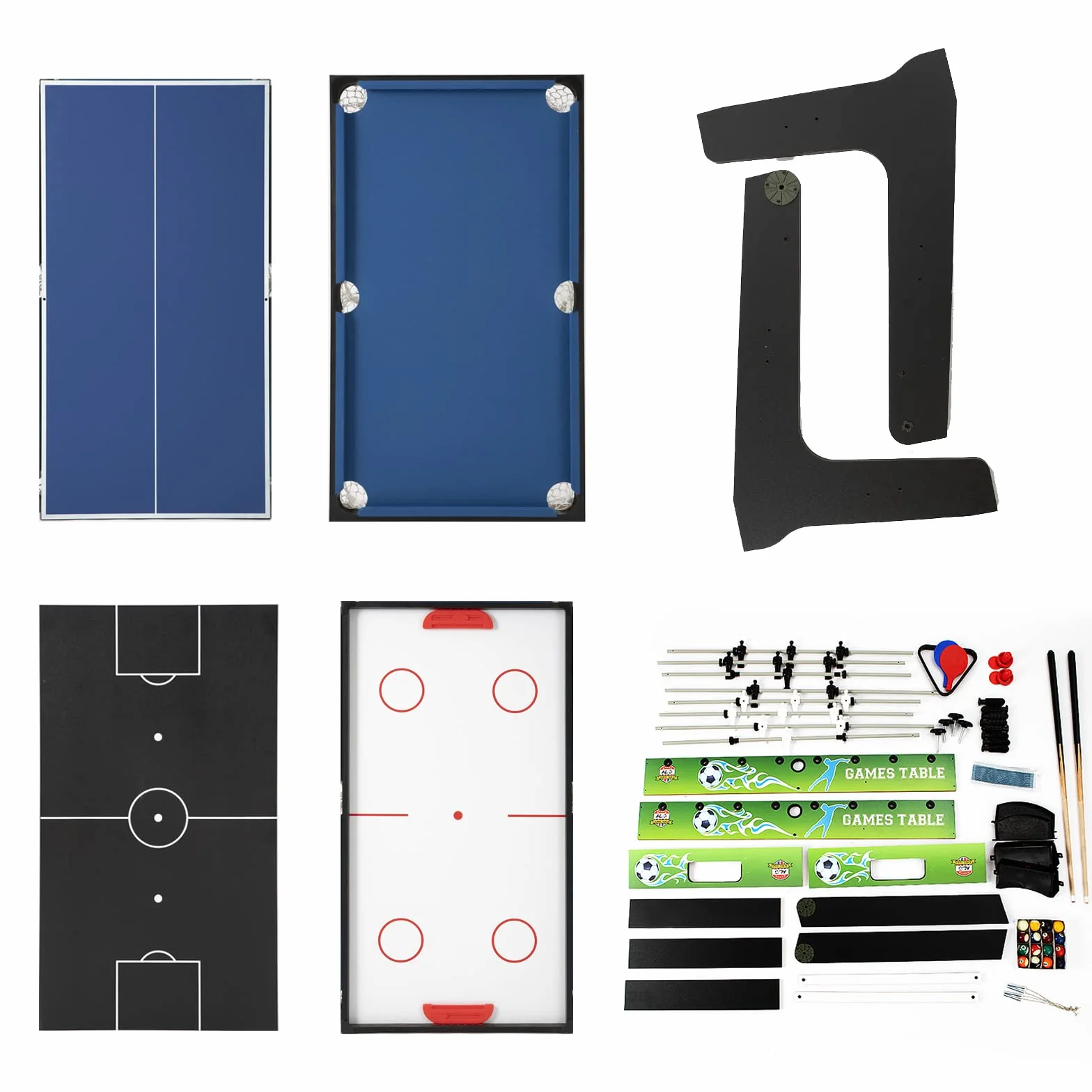 HLC Table Multijeux 4 en 1, Baby Foot Pliable, Multifonction Sport Babyfoot/Billard/Tennis de Table/Hockey, Convient Aux Adultes Et Aux Enfants Plaisir Familial.