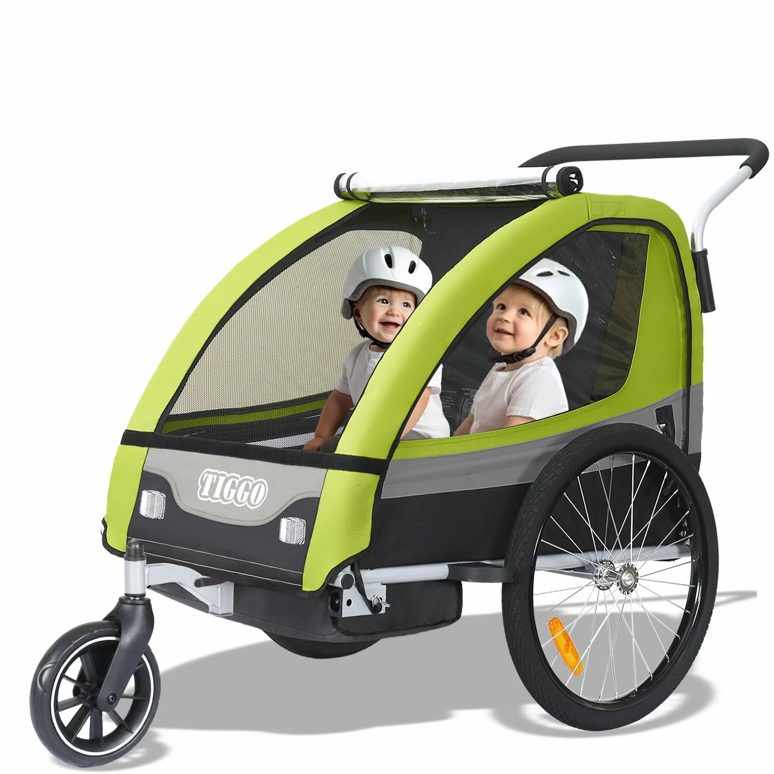 Tiggo T2 Remorque Enfants Vélo 2 en 1 Poussette Jogger Buggy 360° Roue Avant