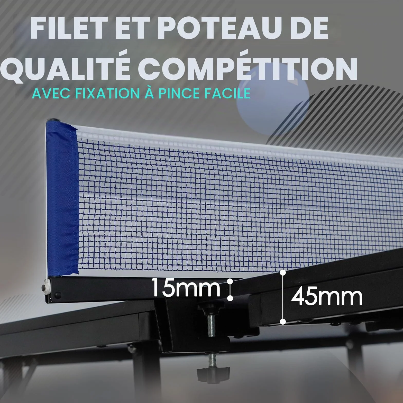 ZERRO Table de Ping Pong Pliable Intérieur, MDF 15 mm, 274x152,5x76 cm, Taille Standard Internationale avec Filet, Tables de Tennis de Table, Noir/Bleu