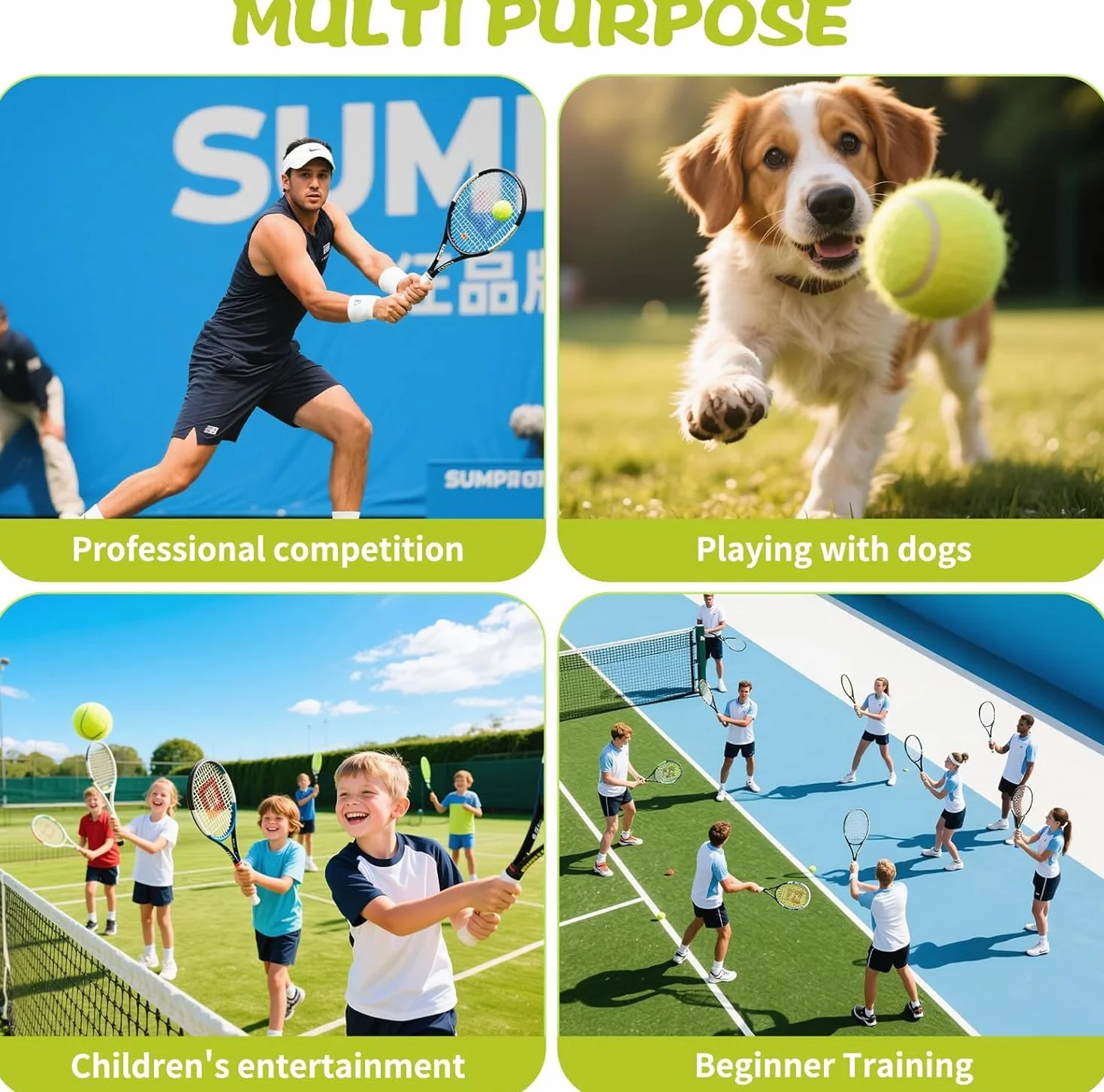HOBBYTECH Lot de 12 Balles de Tennis Jaune pour l'entraînement Débutants Adultes Enfants Chiens