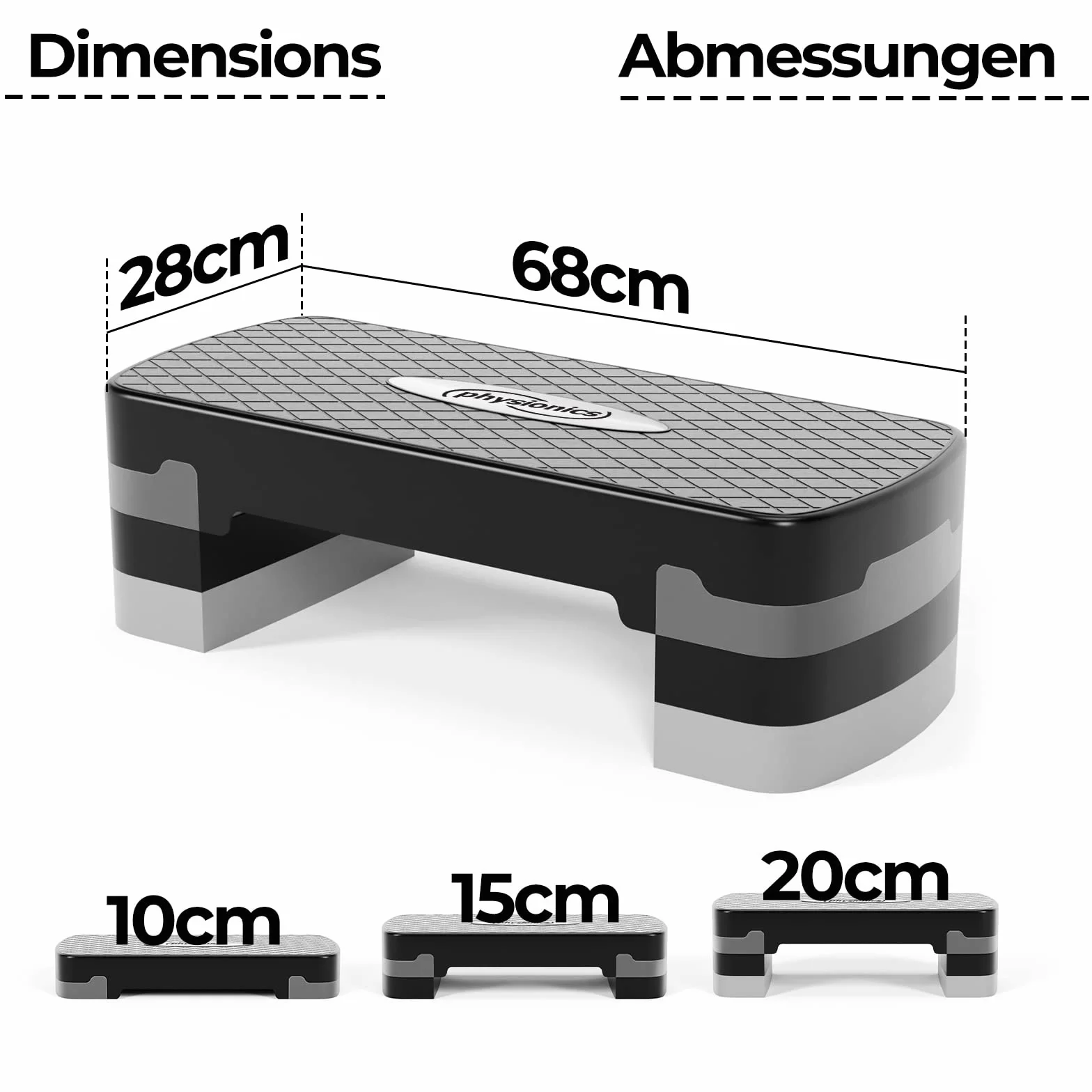 Stepper de Fitness 2 Niveaux Hauteur Réglable 10-15 cm Antidérapant Poids Max 200 kg