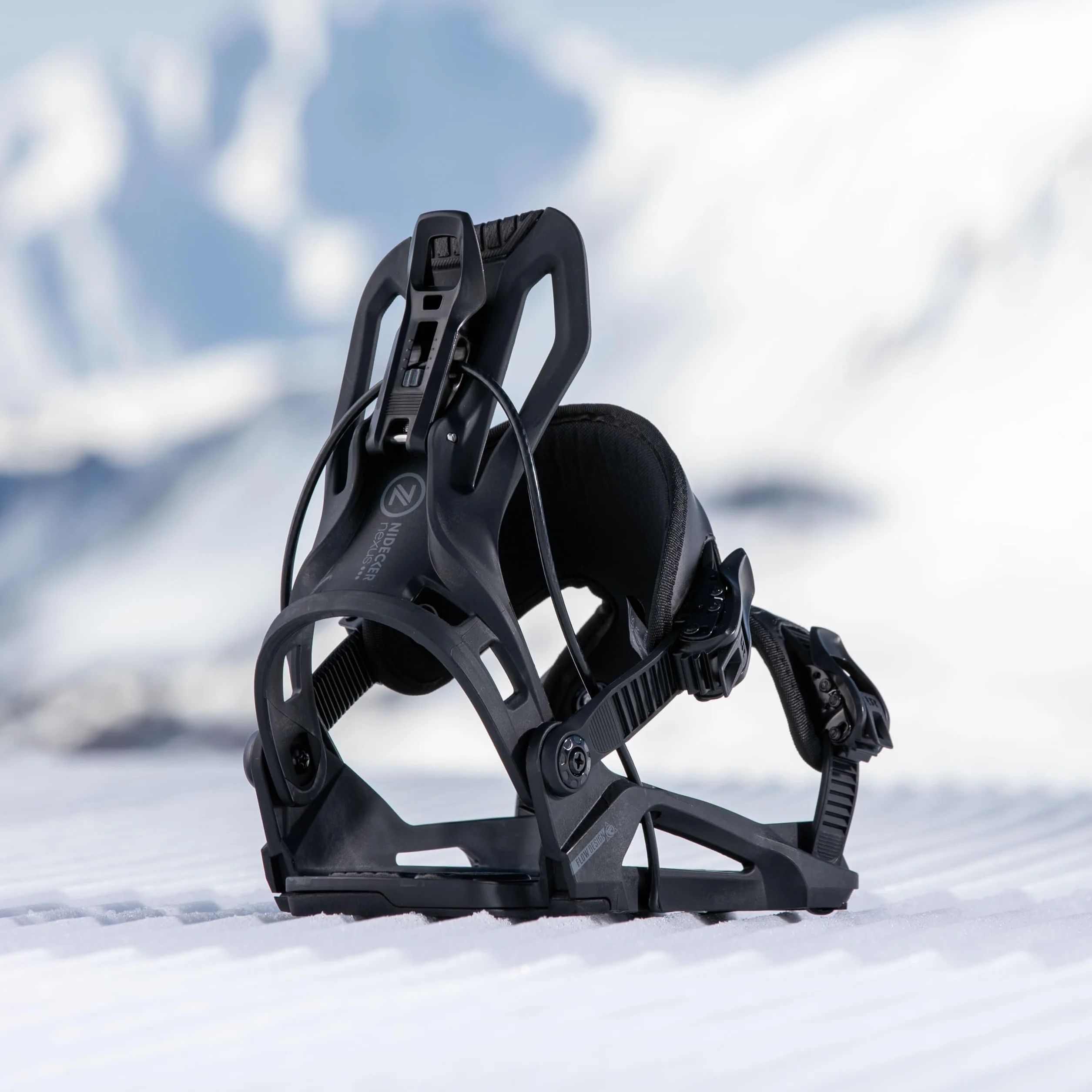Fixations de Snowboard Nidecker Flow Nexus Flex All-Mountain Confortable avec Plaque de Base en Nylon rempli de Verre - XL - Black