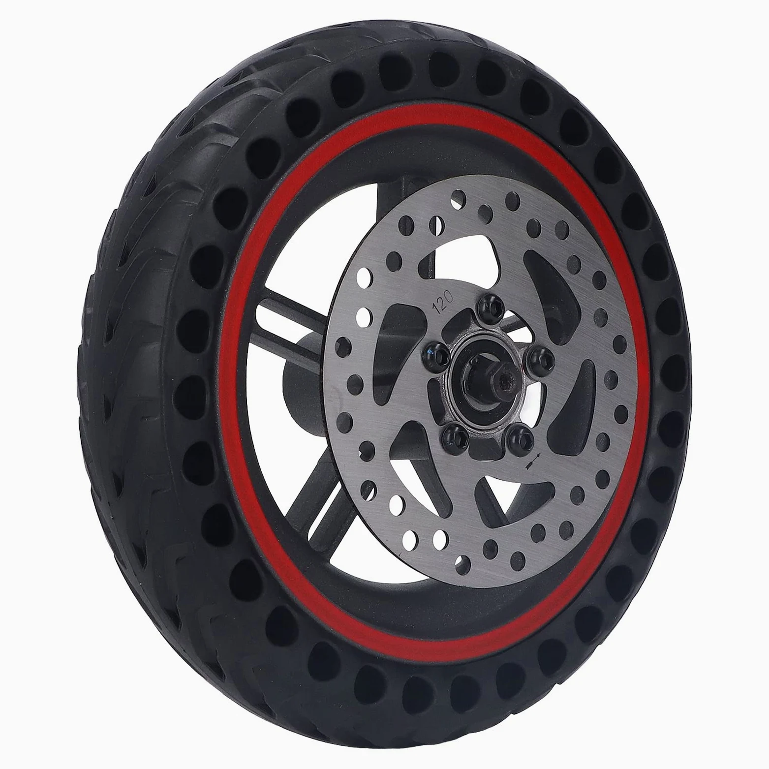 BuyWeek Roue Arrière de Scooter Électrique pour Xiaomi PRO PRO2 M3, Pneu Cellulaire de Roue Arrière de Trotinette Électrique avec Frein à Disque de 120mm Rouge