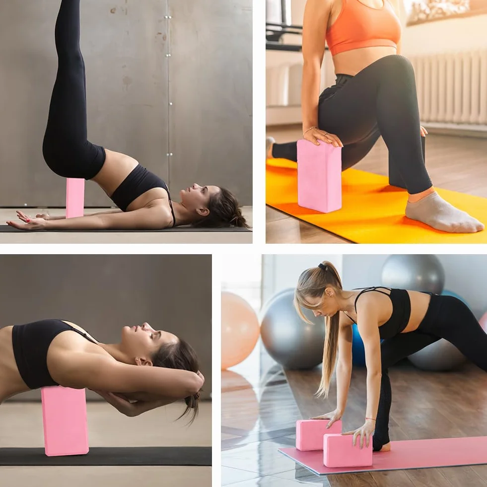 Flintronic Lot de 2 Briques Yoga EVA Haute Densité 23x15x8cm pour Pilates Étirement Méditation